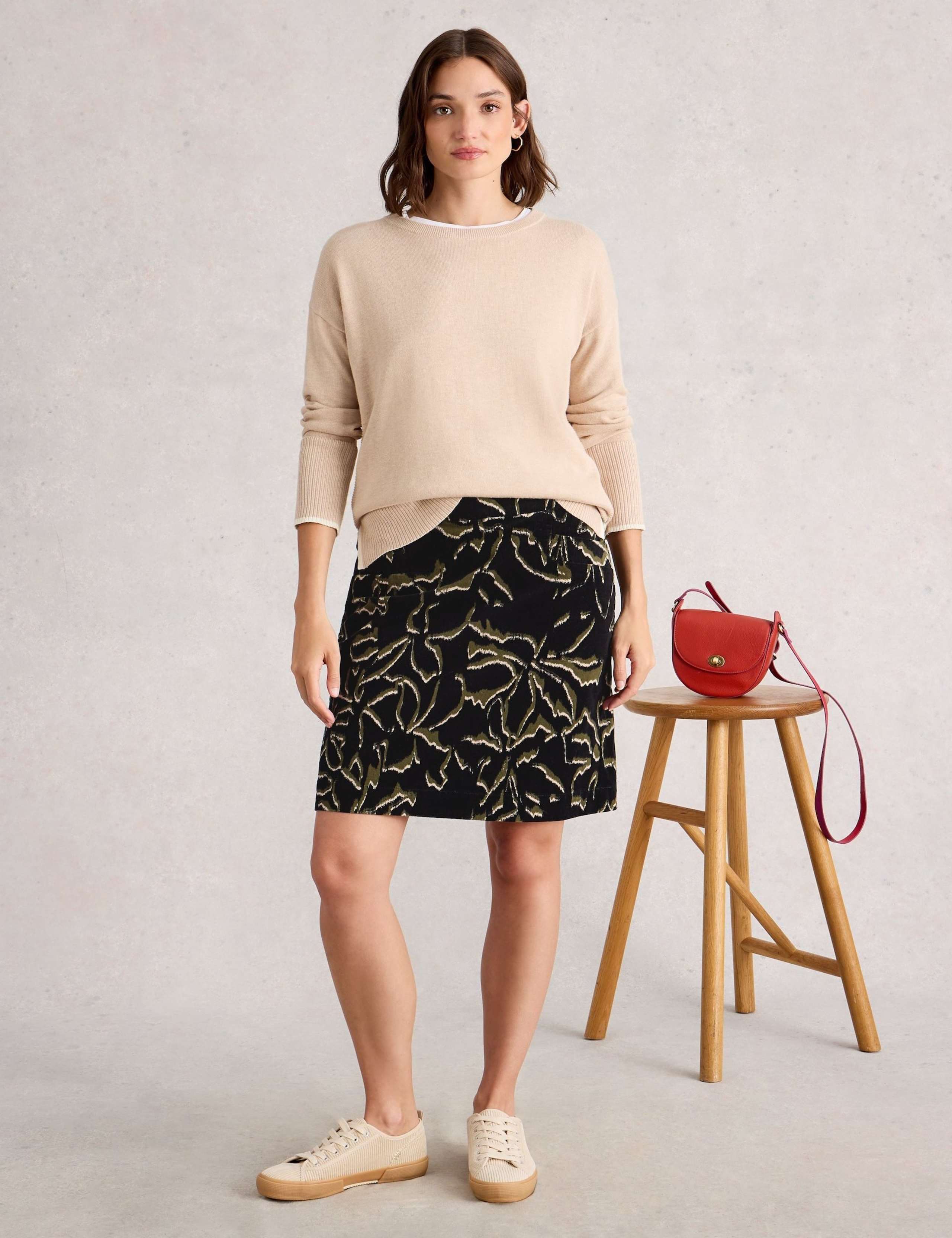 Cotton Rich Printed A-Line Skirt