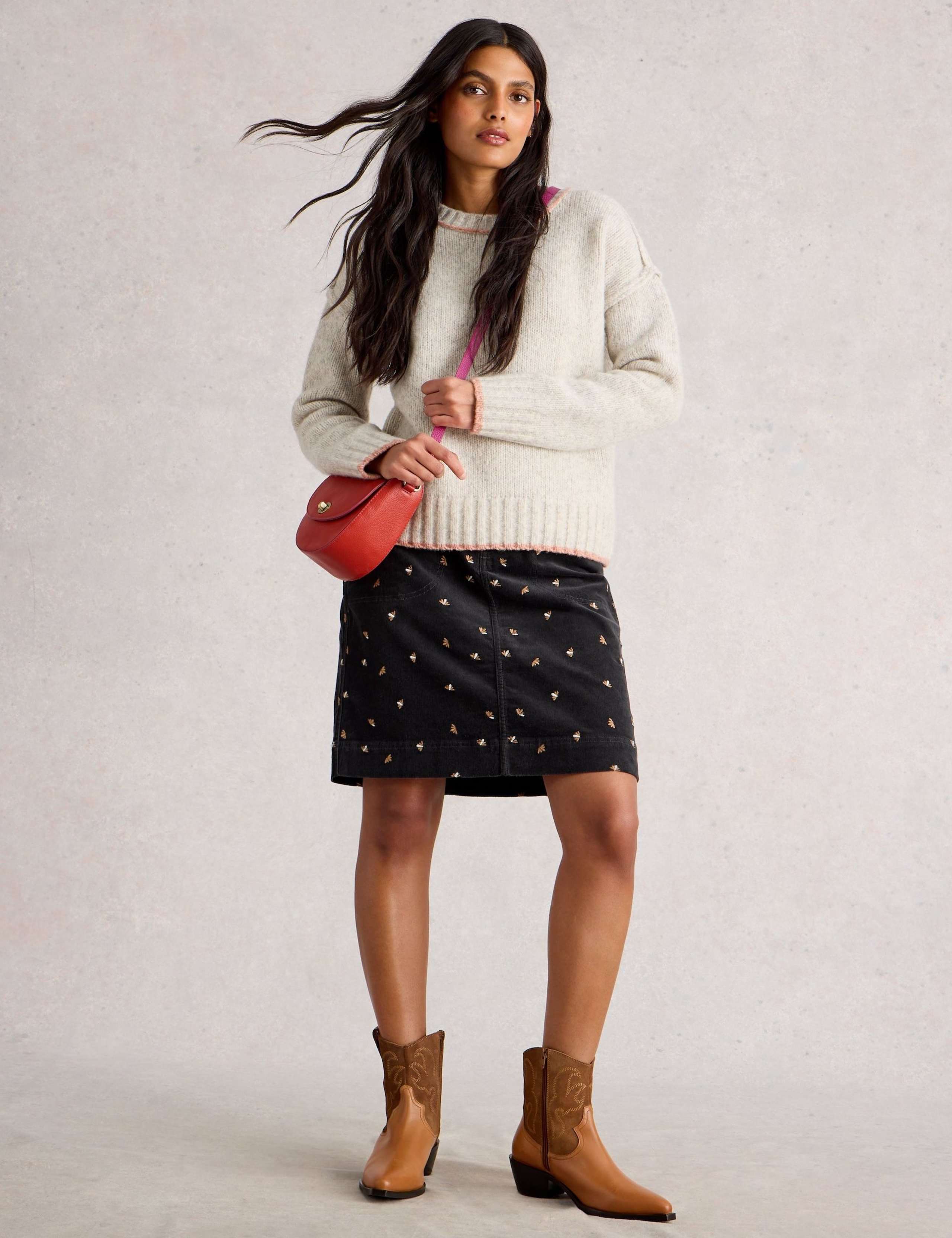 Cord Embroidered Mini Skirt