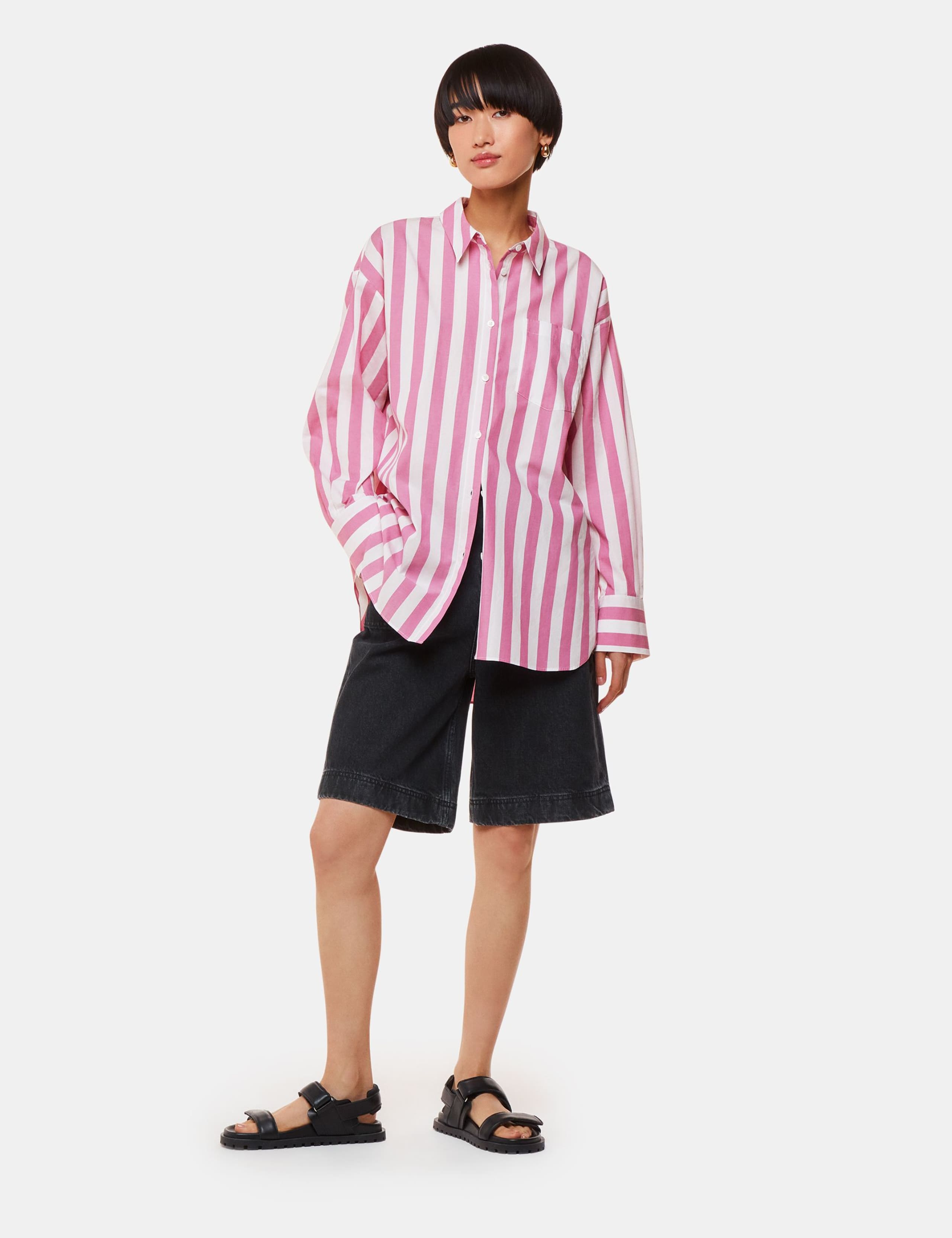 Pure Cotton Striped Collared Relaxed Shirt