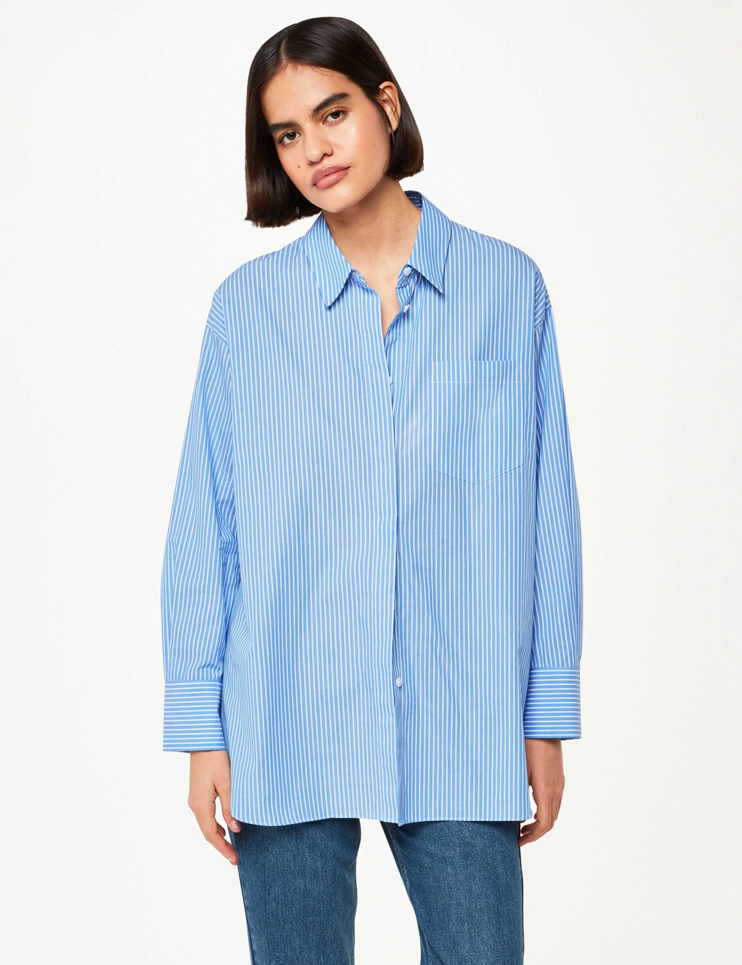 Pure Cotton Striped Collared Relaxed Shirt