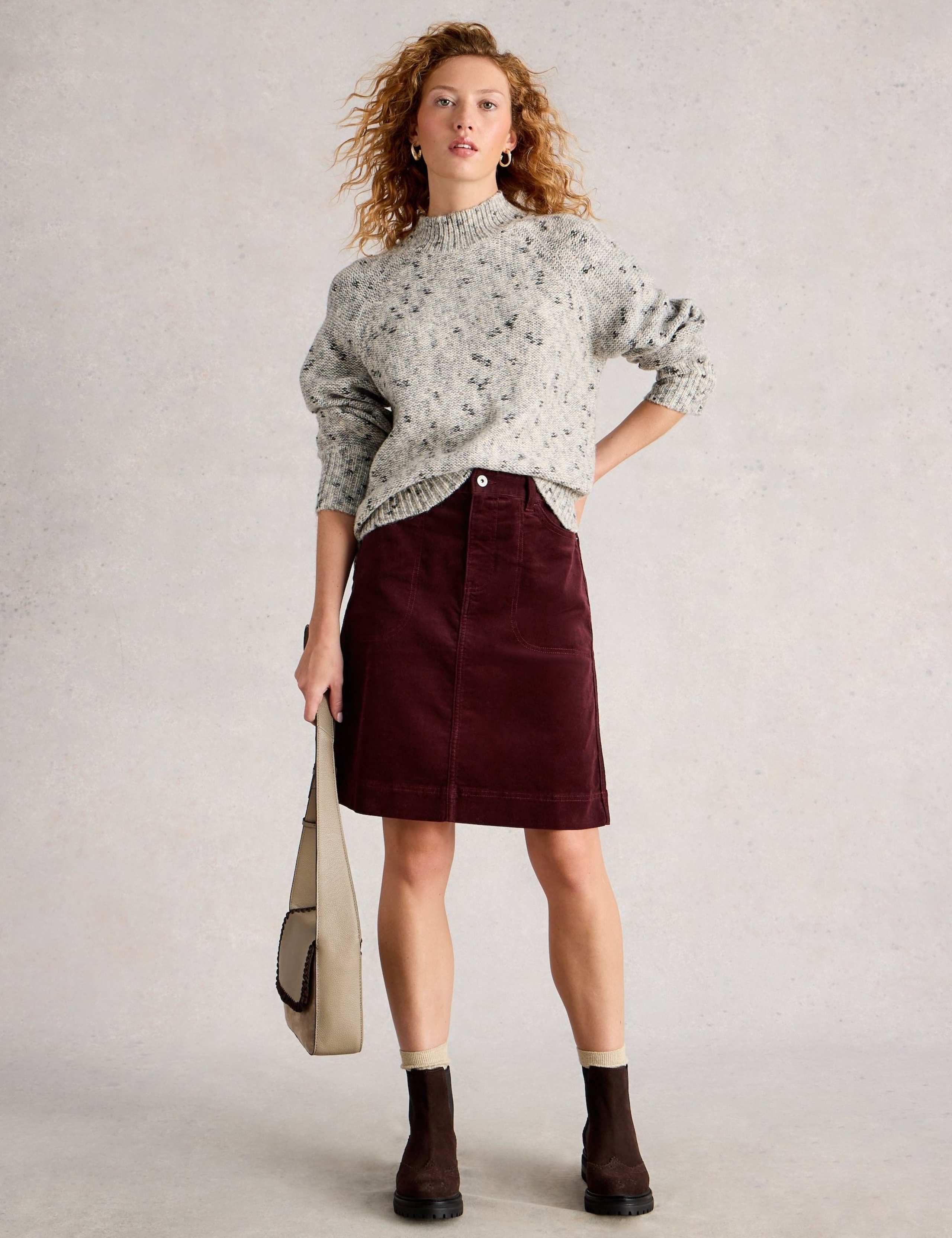 Cotton Rich Corduroy A Line Skirt
