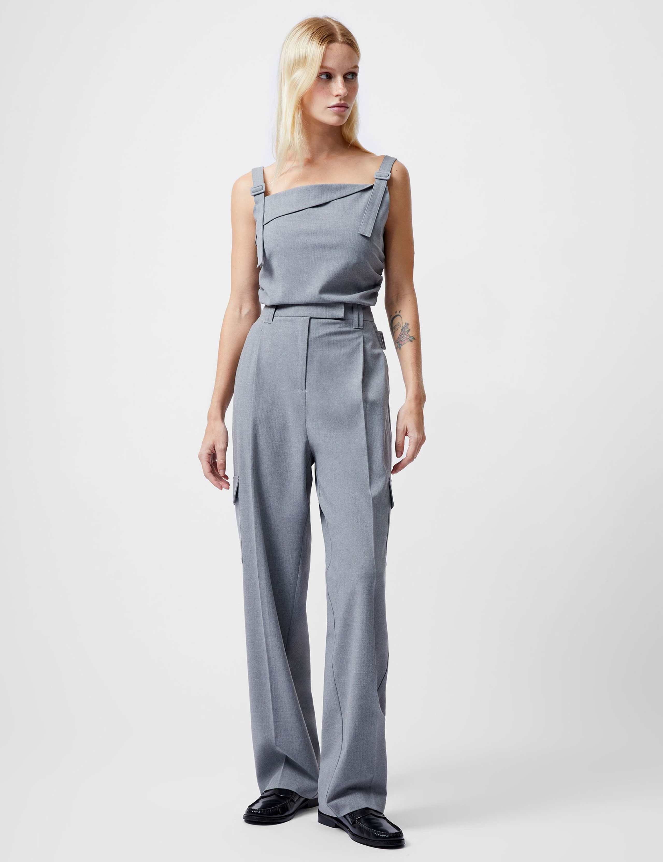 Barrel Leg Tapered Trousers with Lyocell