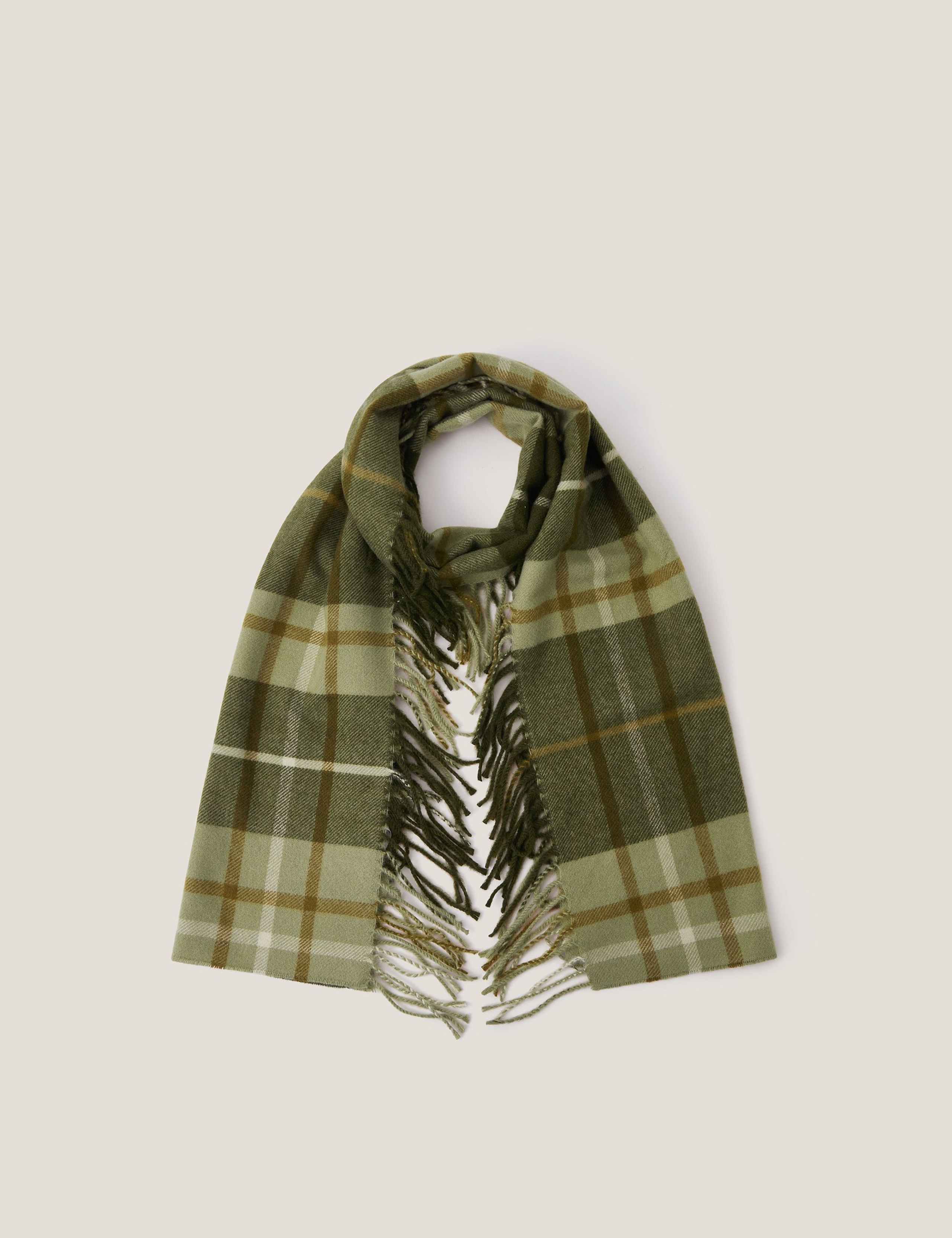Checked Tassel Scarf