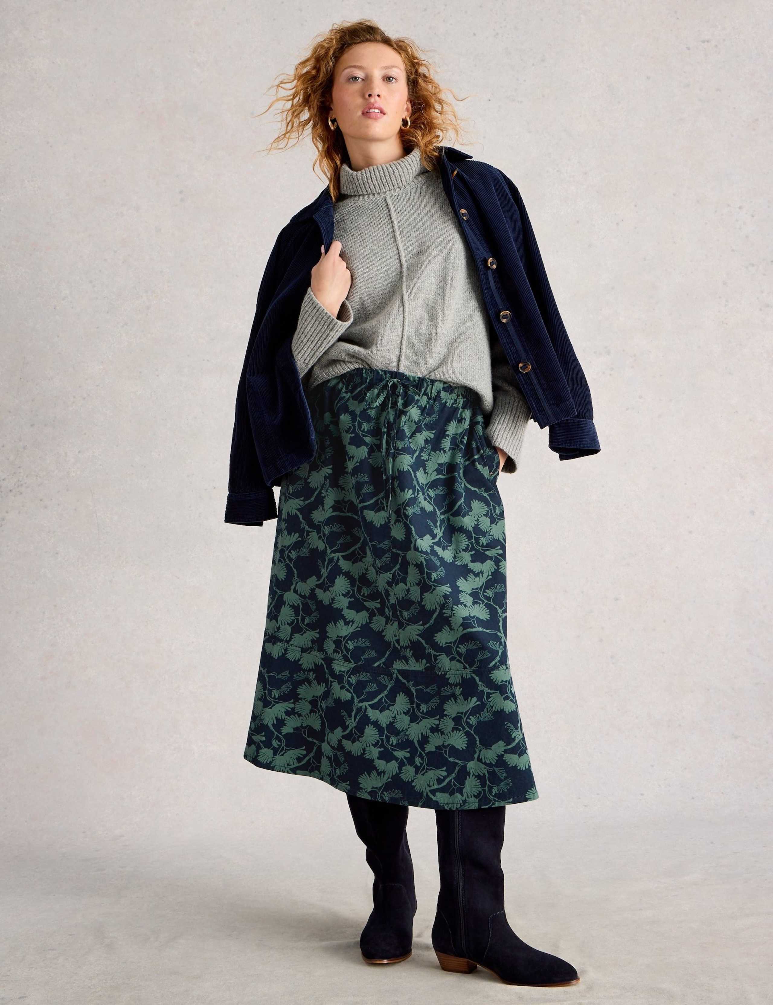 Cord Midi A-Line Skirt