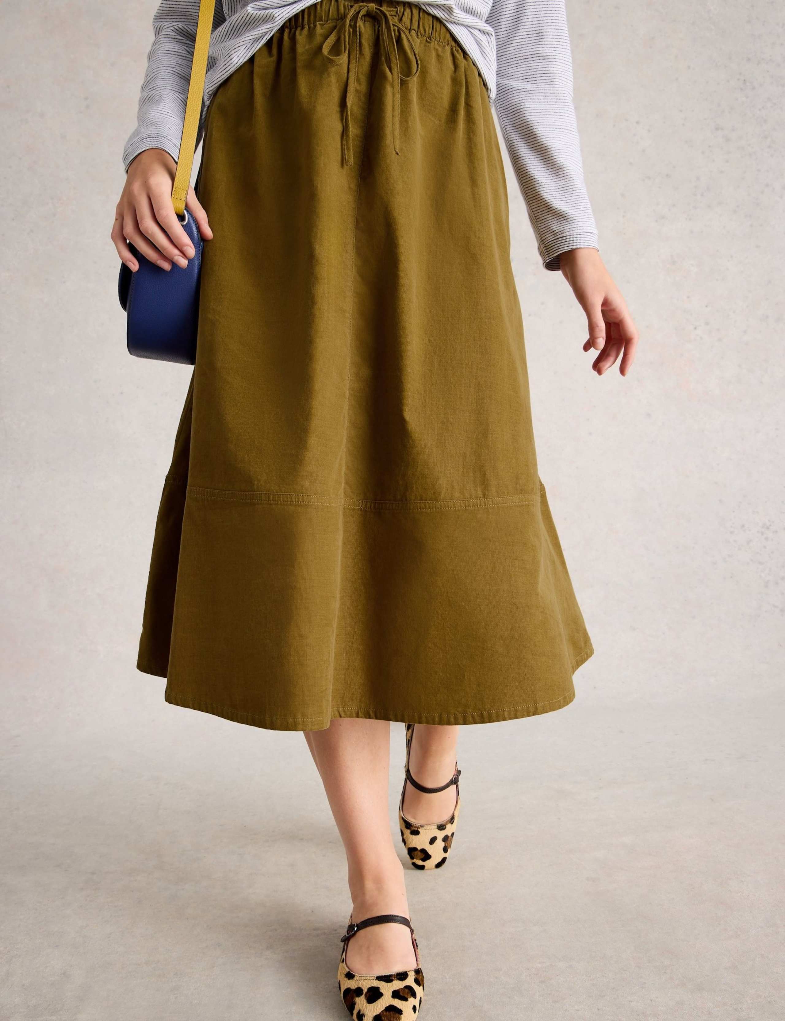 Cord Midi A-Line Skirt