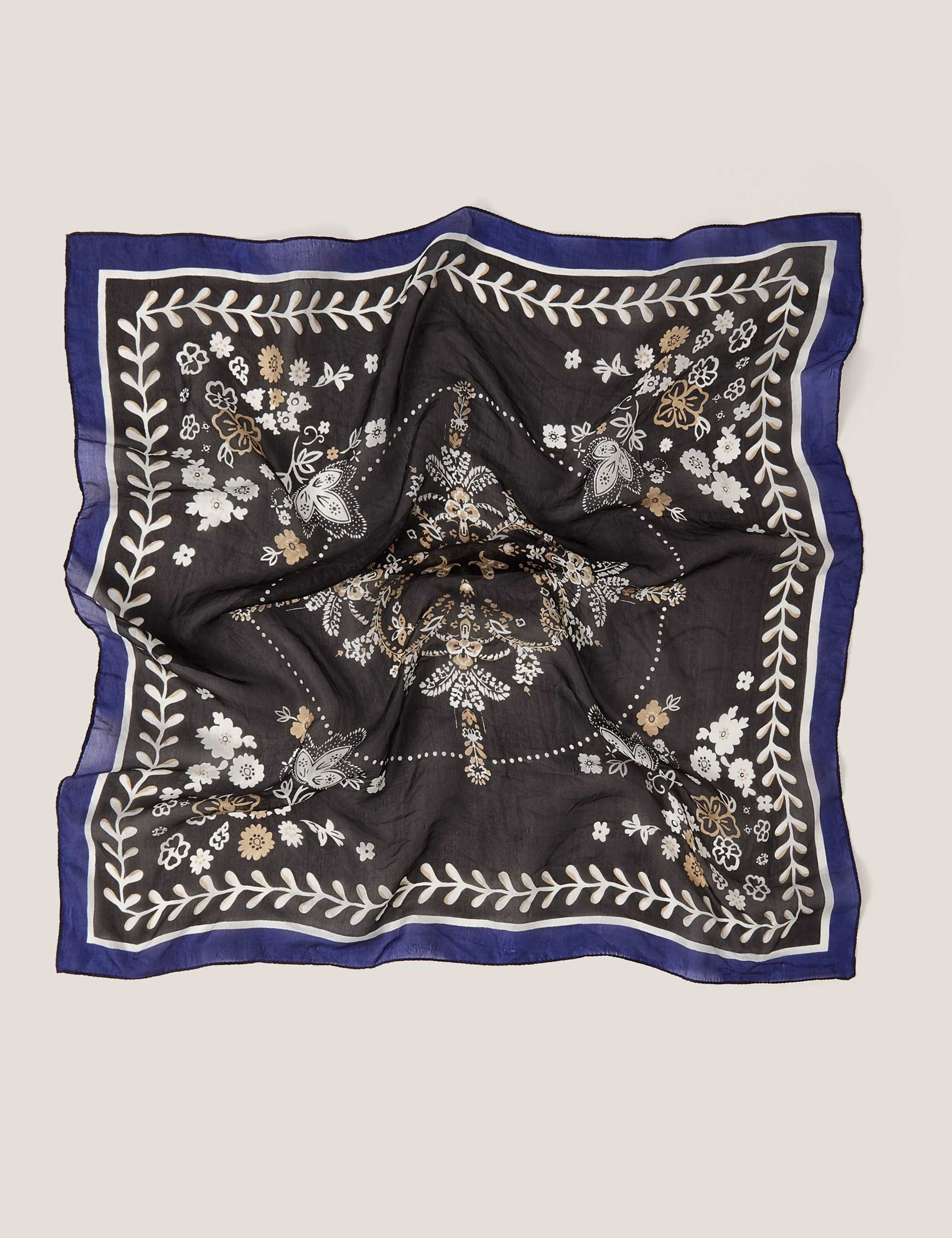 Pure Silk Floral Square Scarf