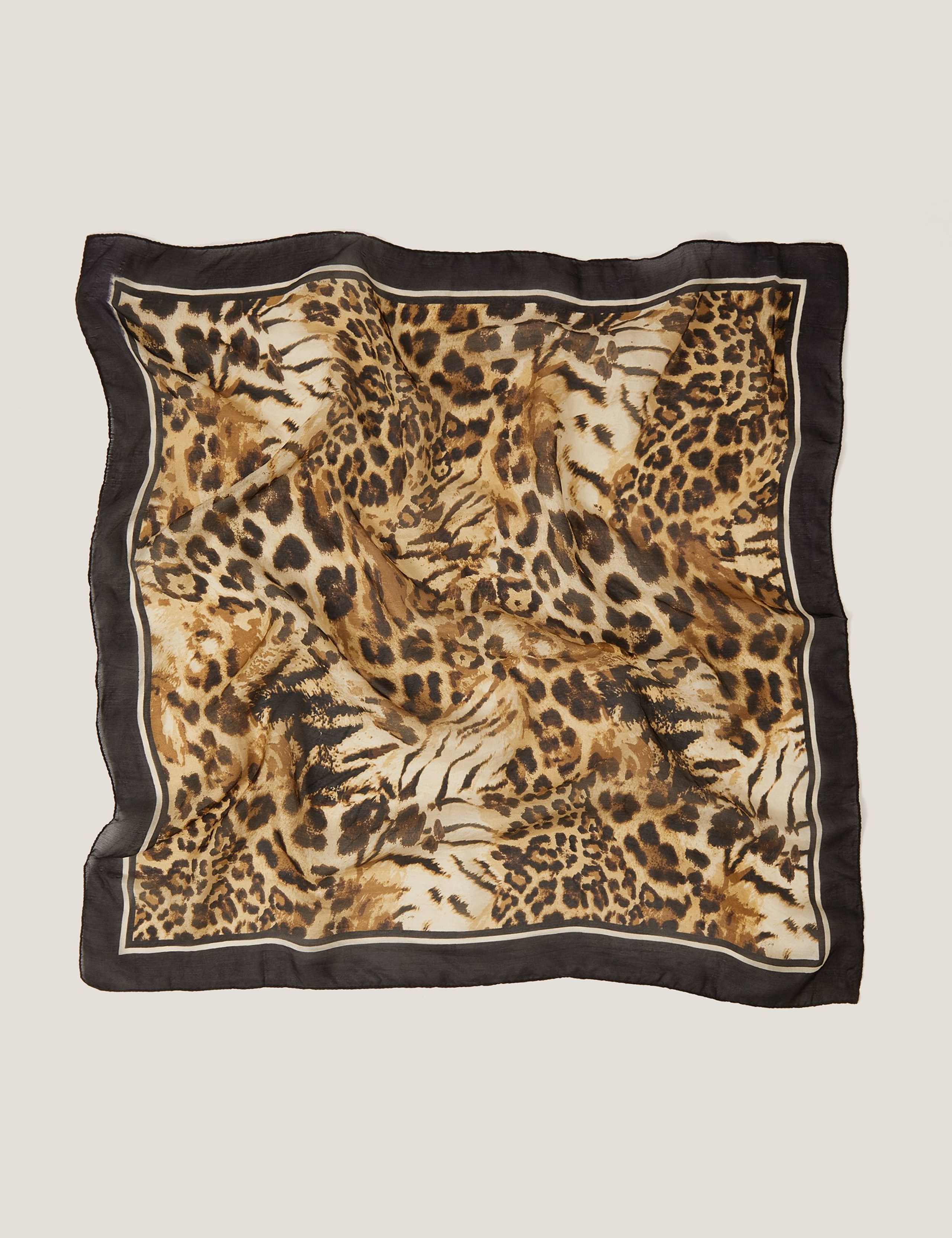 Pure Silk Leopard Print Scarf