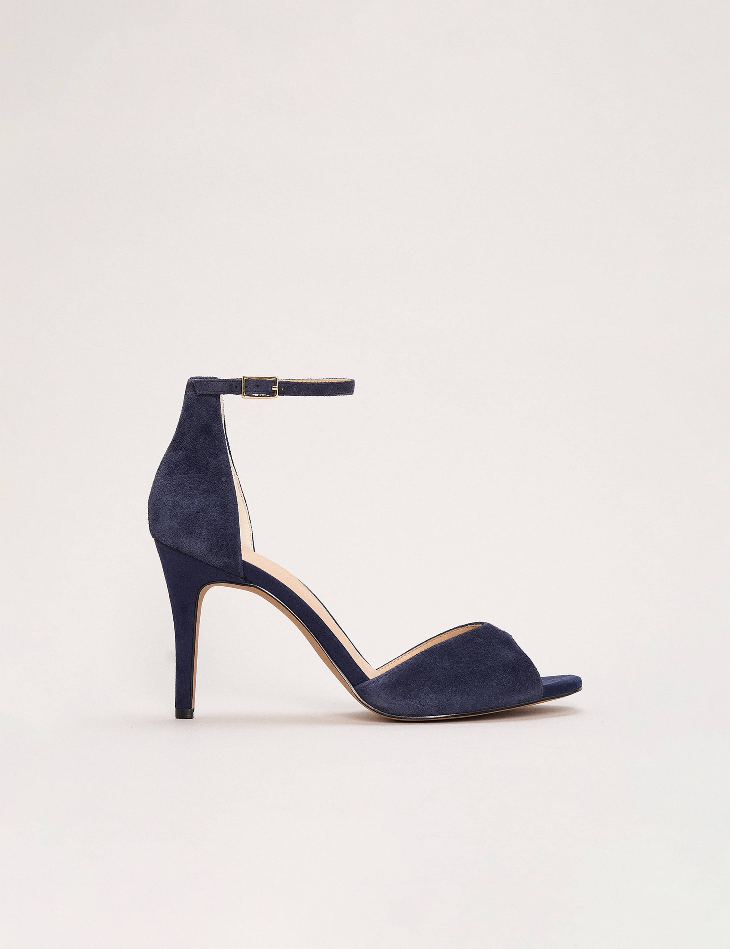 Suede Ankle Strap Stiletto Peep Toe Sandals