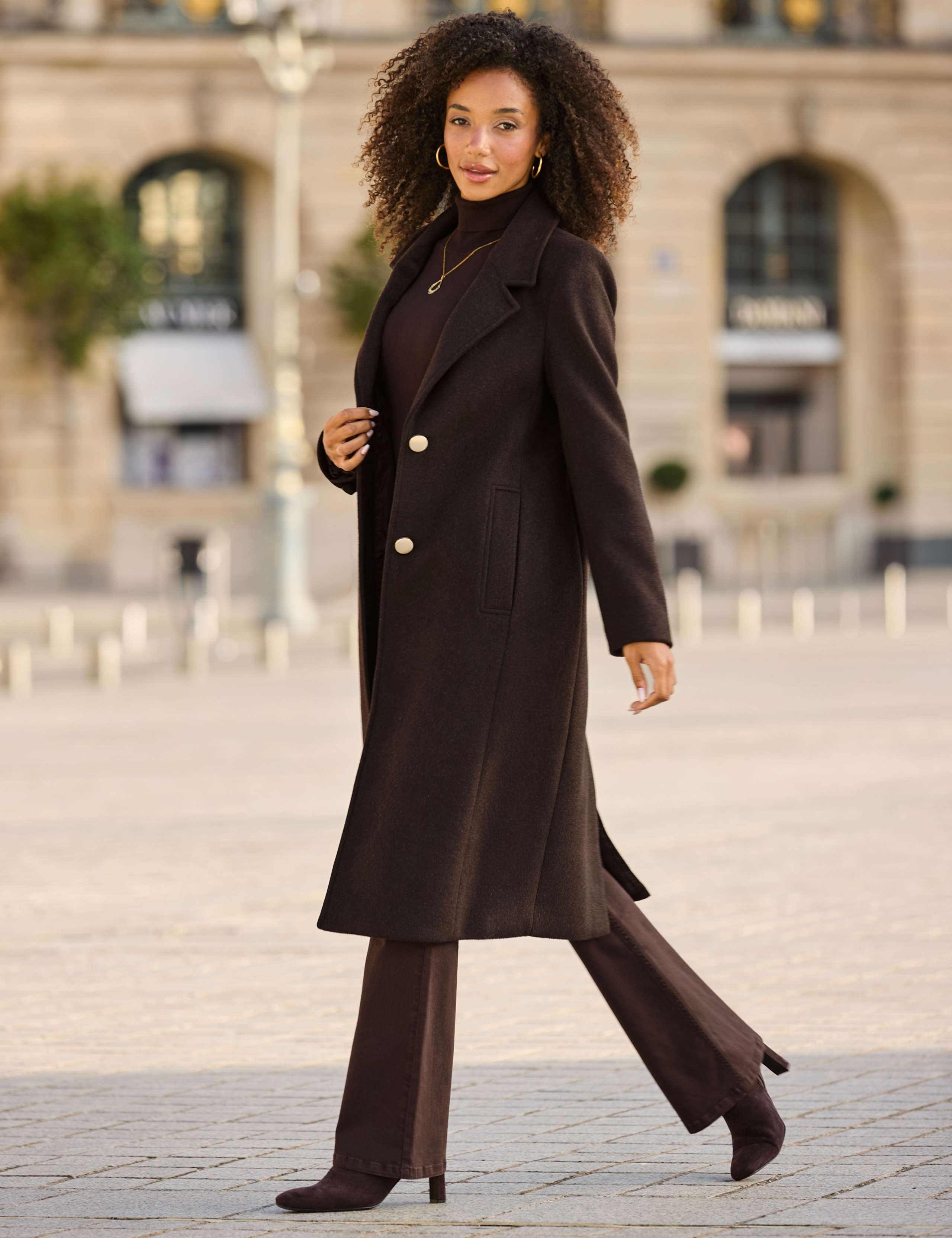 Wool Blend Longline Tailored Coat