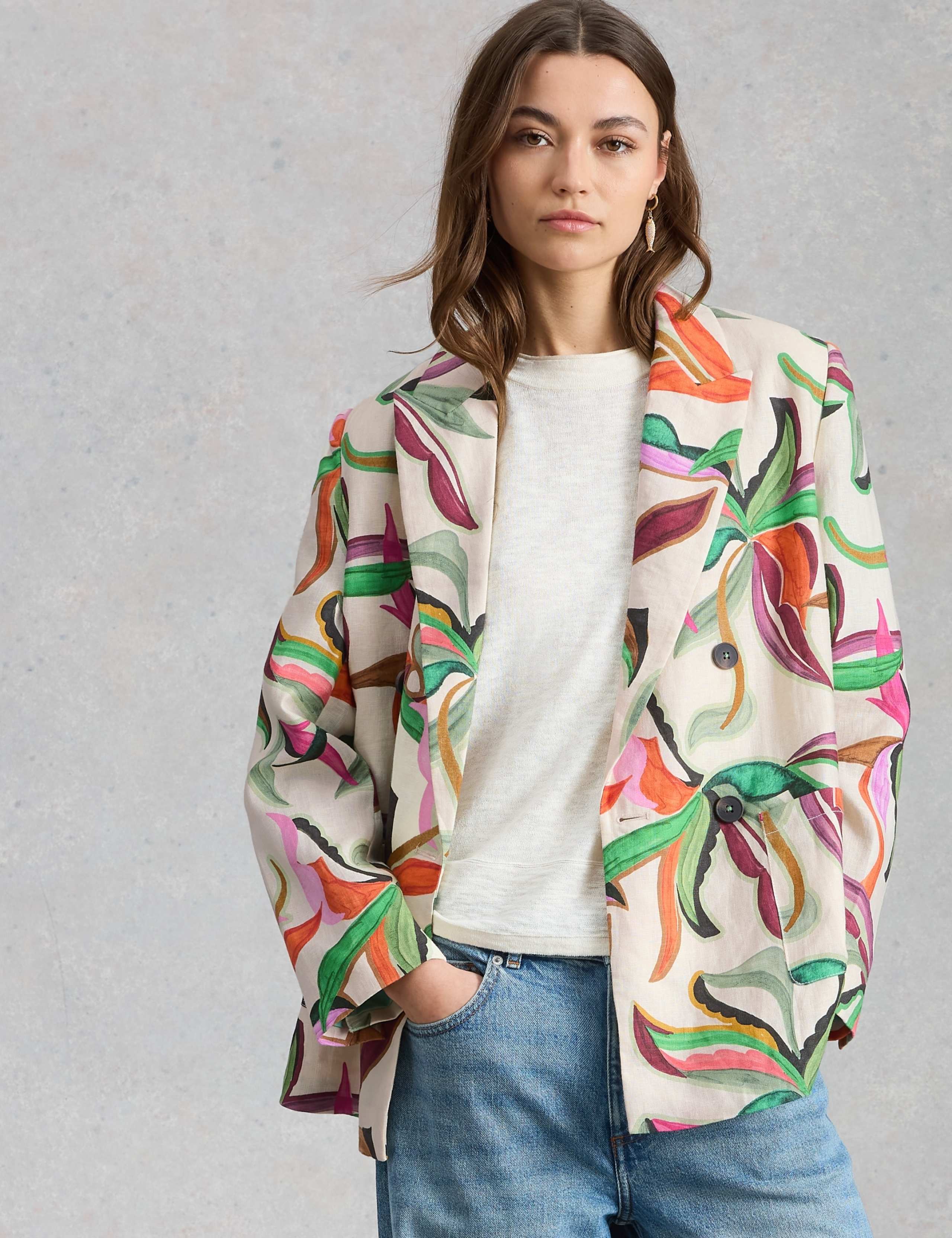 Pure Linen Relaxed Double Breasted Blazer