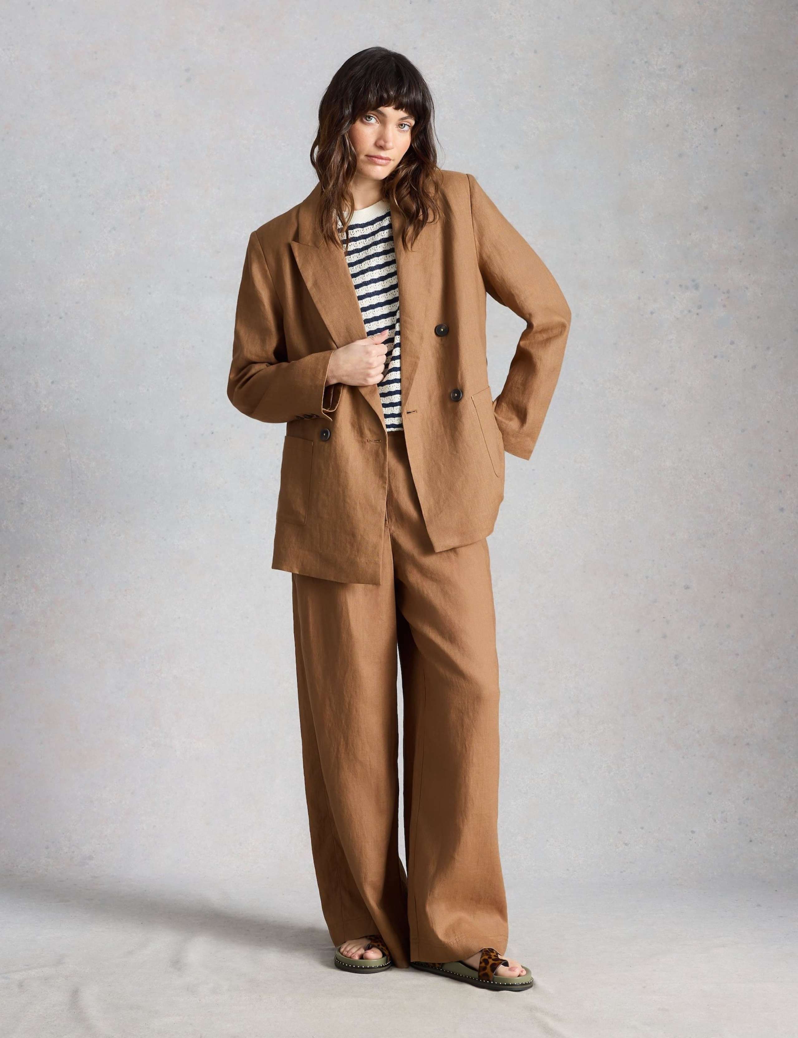 Pure Linen Relaxed Double Breasted Blazer