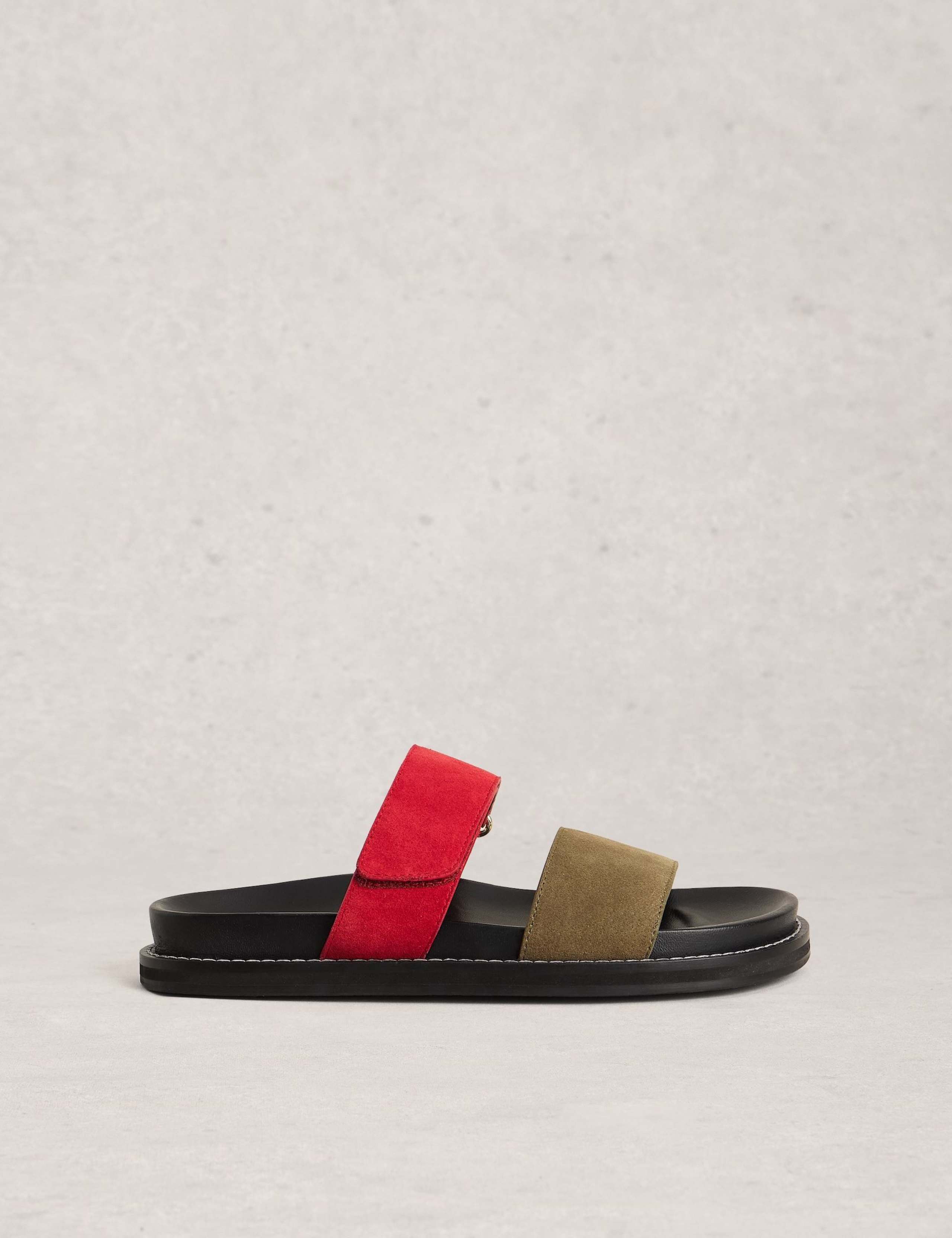 Suede Riptape Flat Footbed Mules