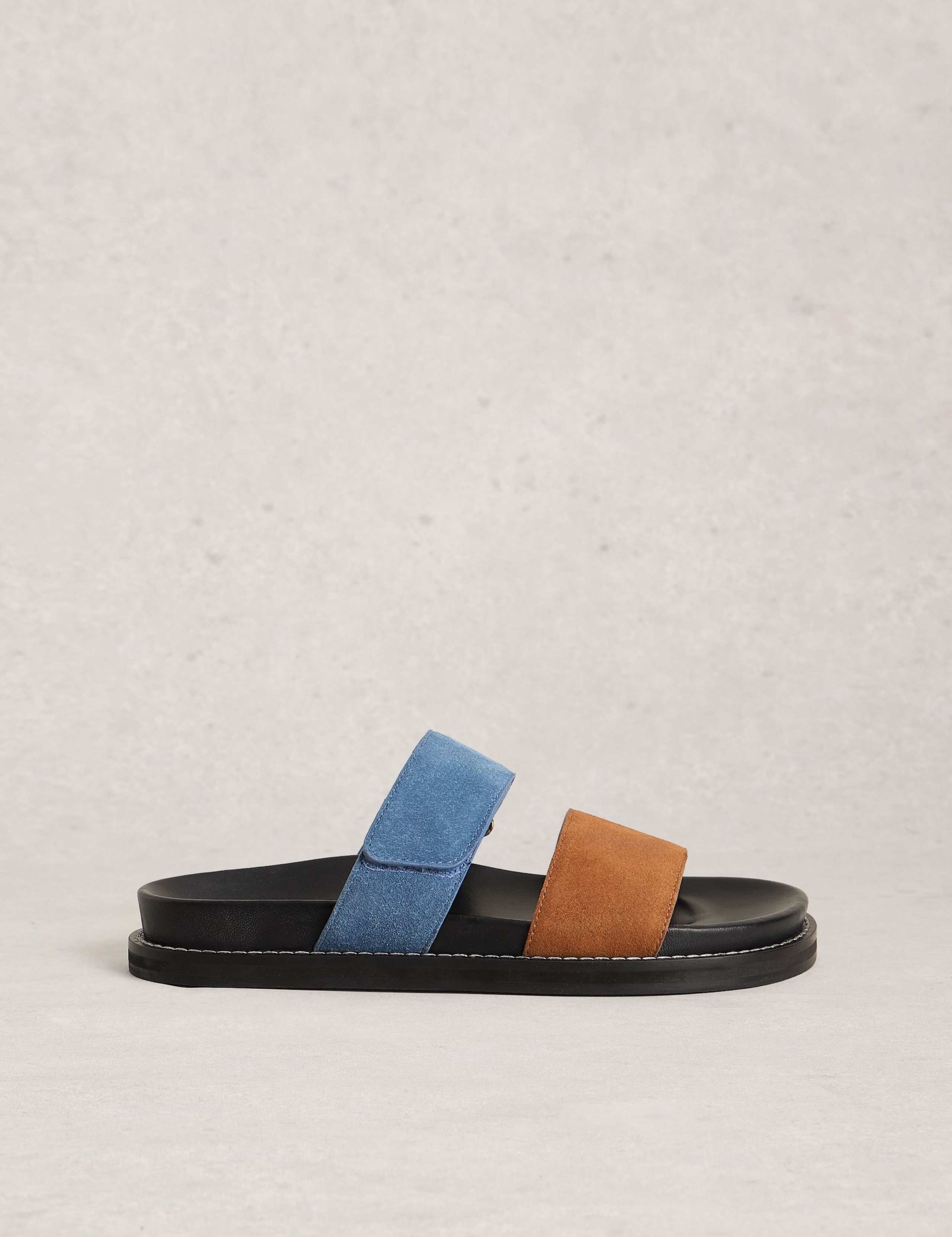 Suede Riptape Flat Footbed Mules