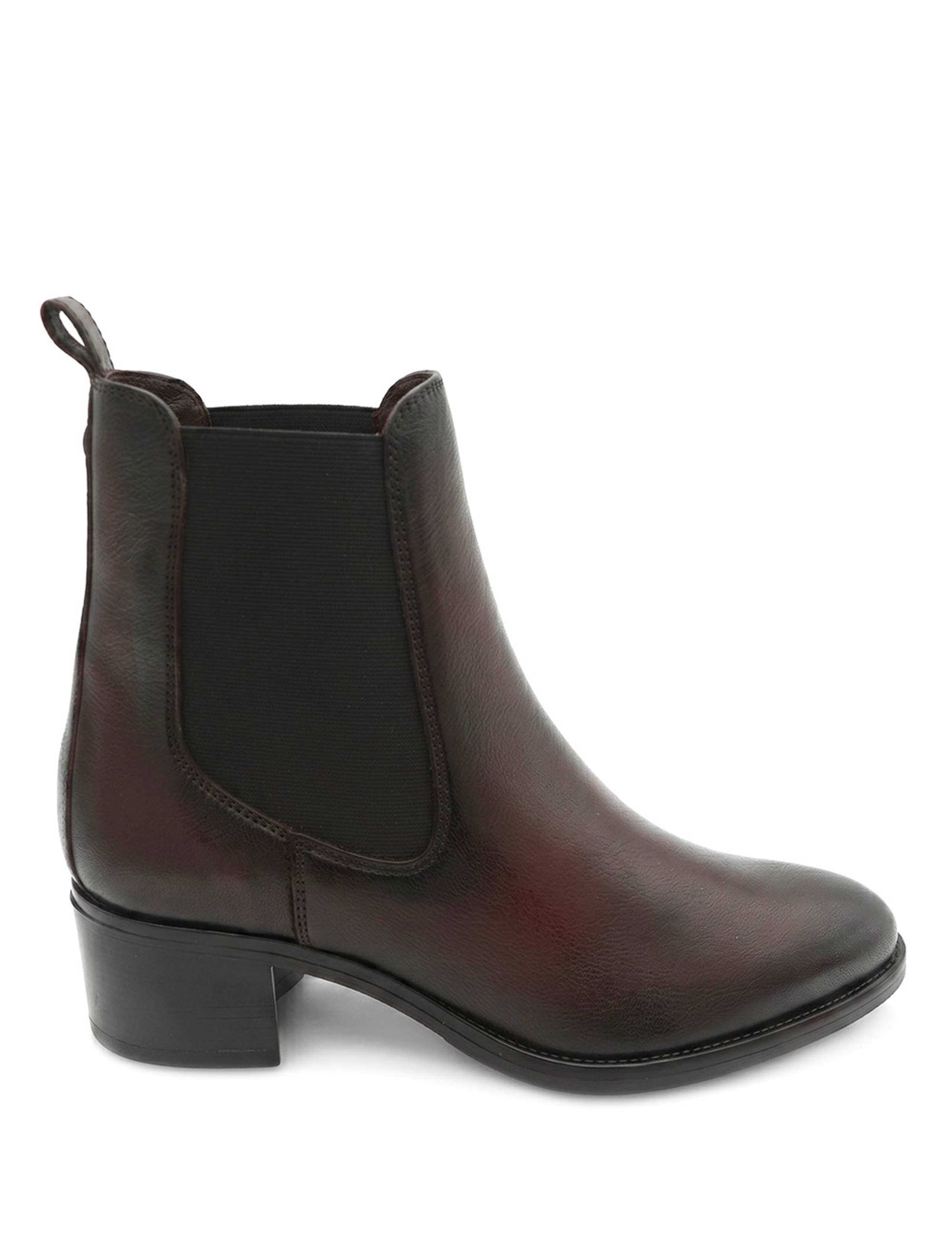 Leather Chelsea Block Heel Ankle Boots