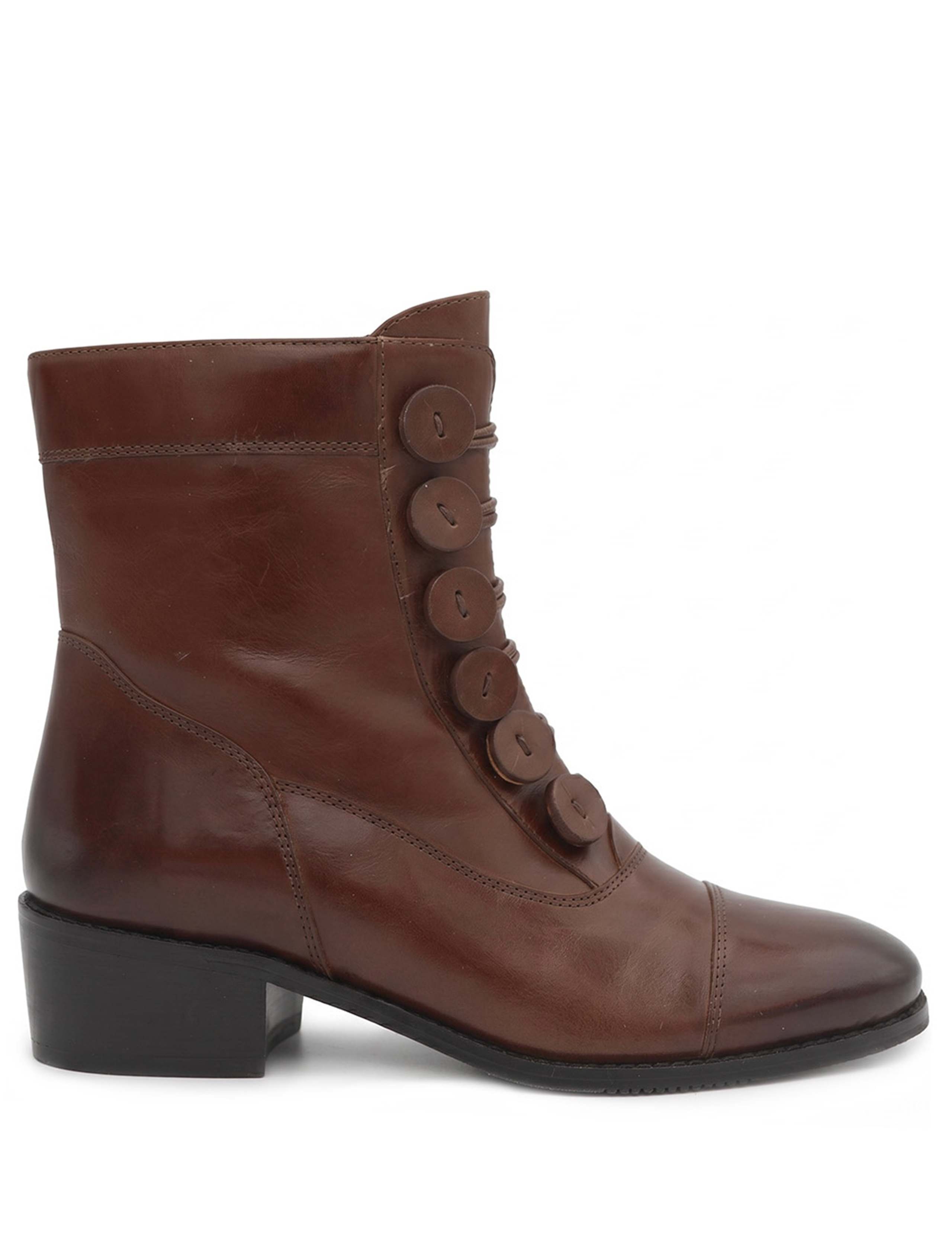 Leather Block Heel Ankle Boots