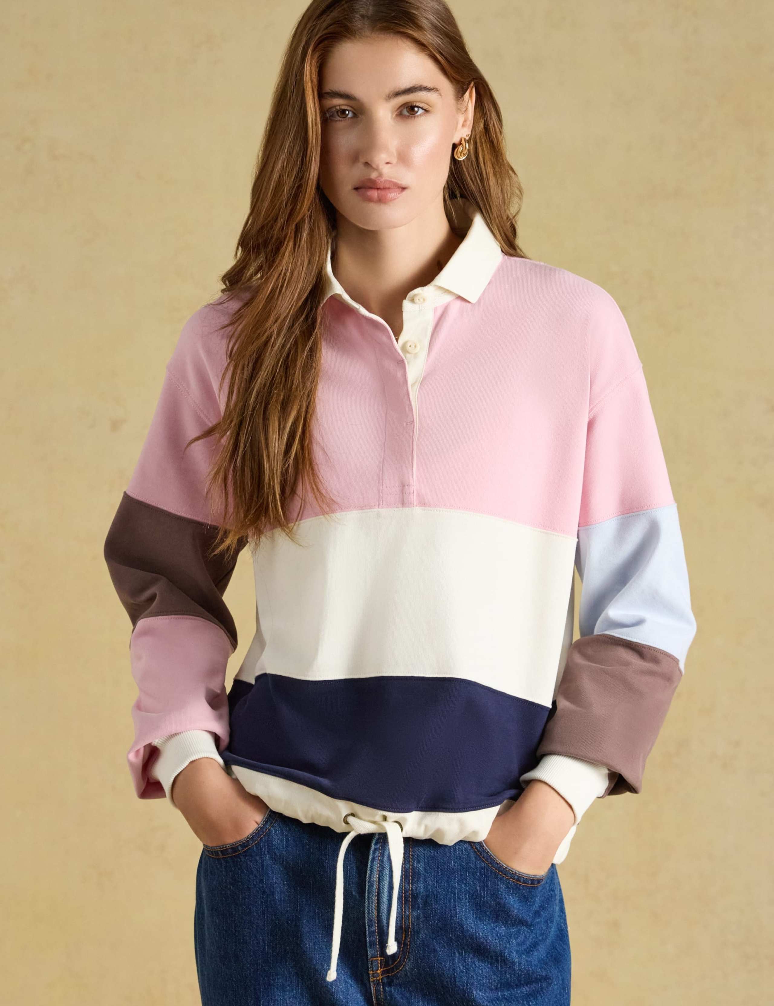 Pure Cotton Colour Block Rugby Top