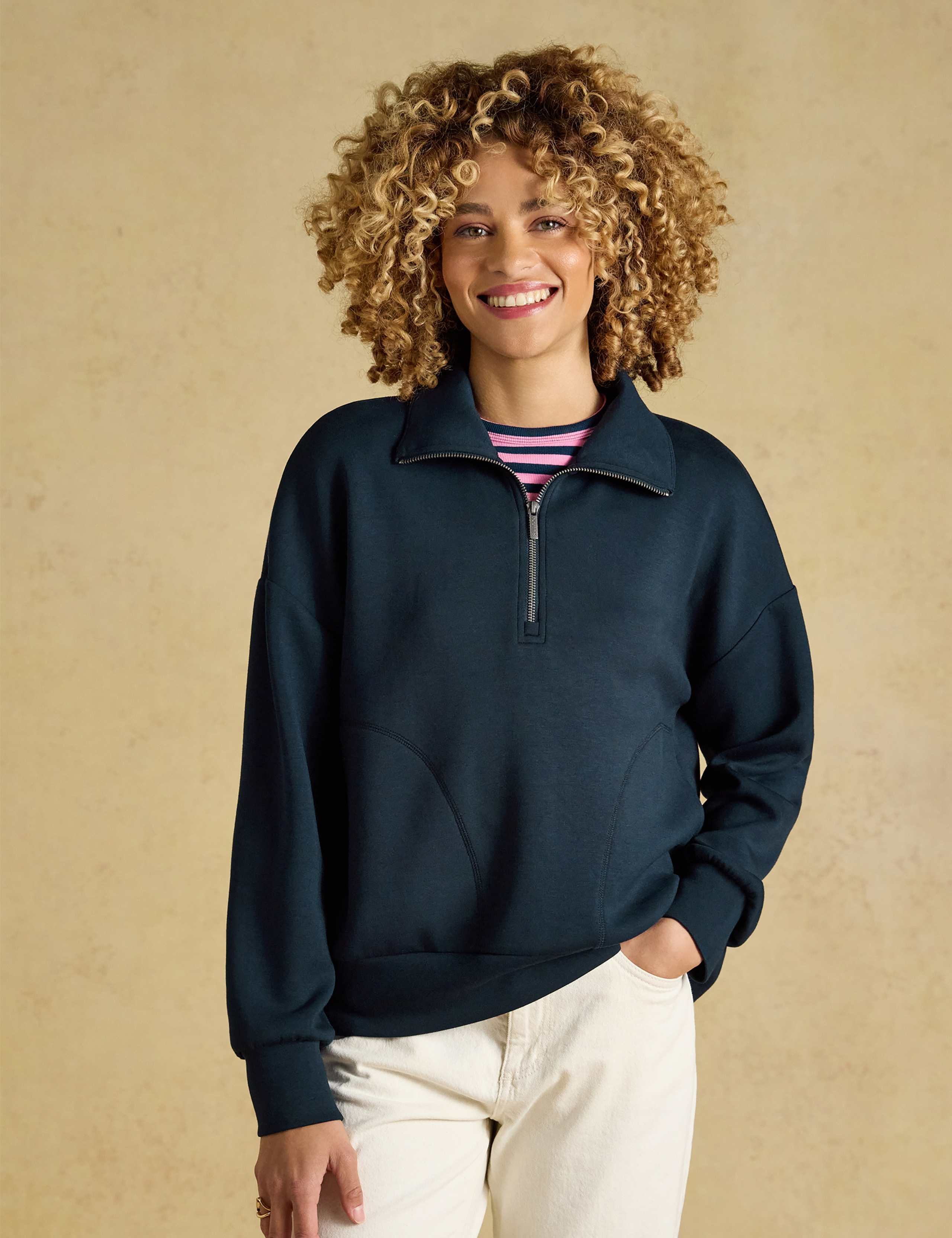 Funnel Neck Quarter Zip Sweatshirt
