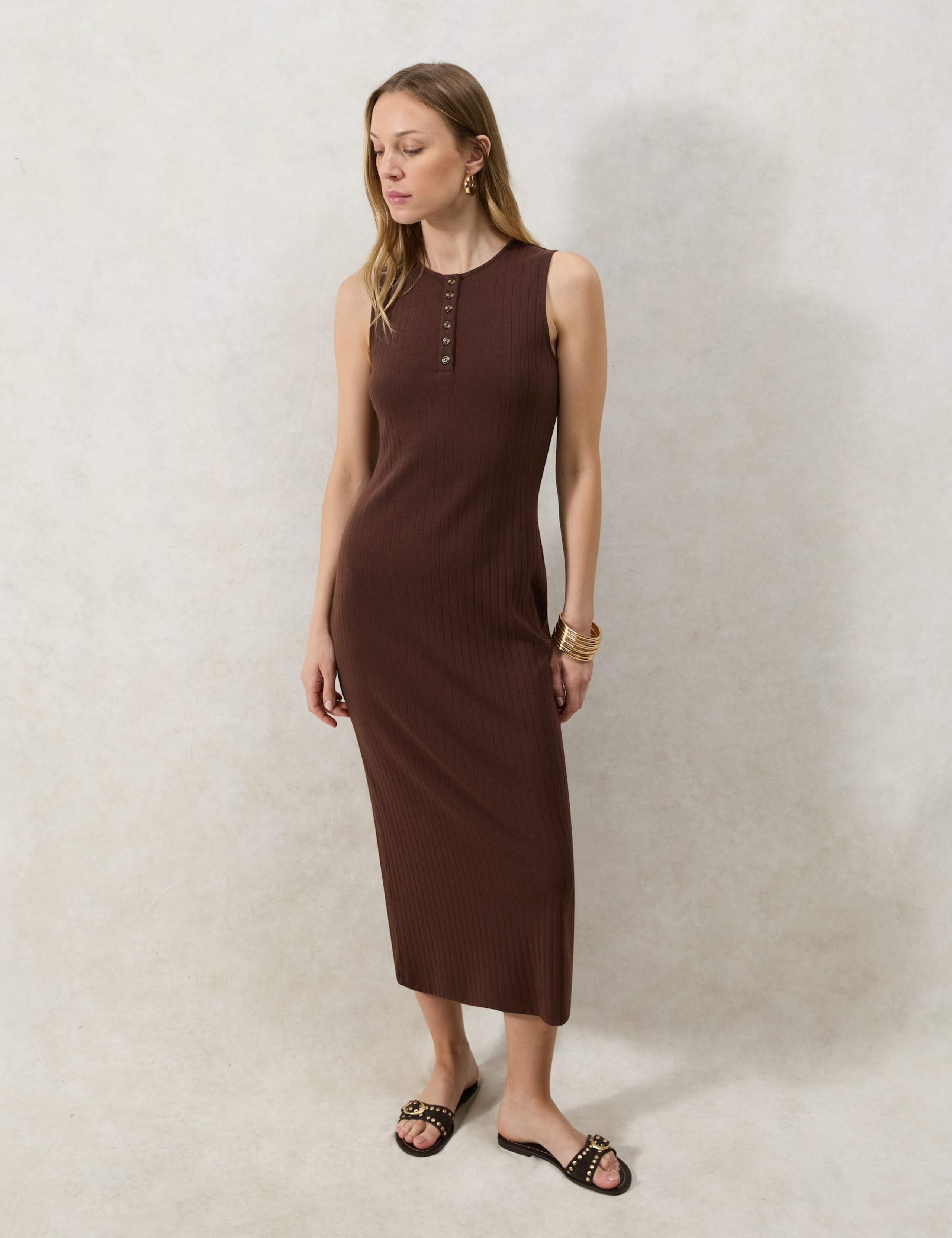 Chocolate Rib Column Dress