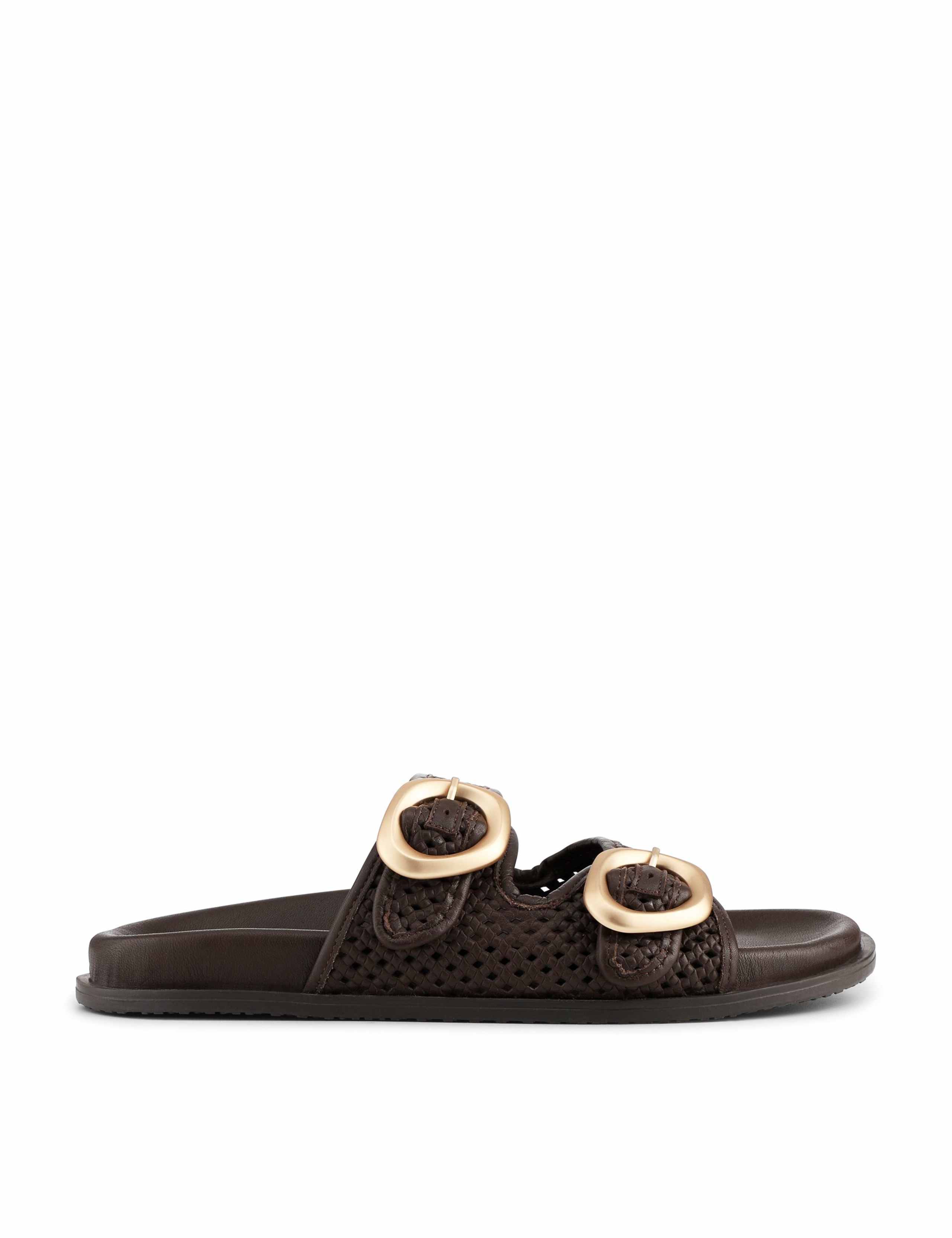 Leather Buckle Flat Sliders