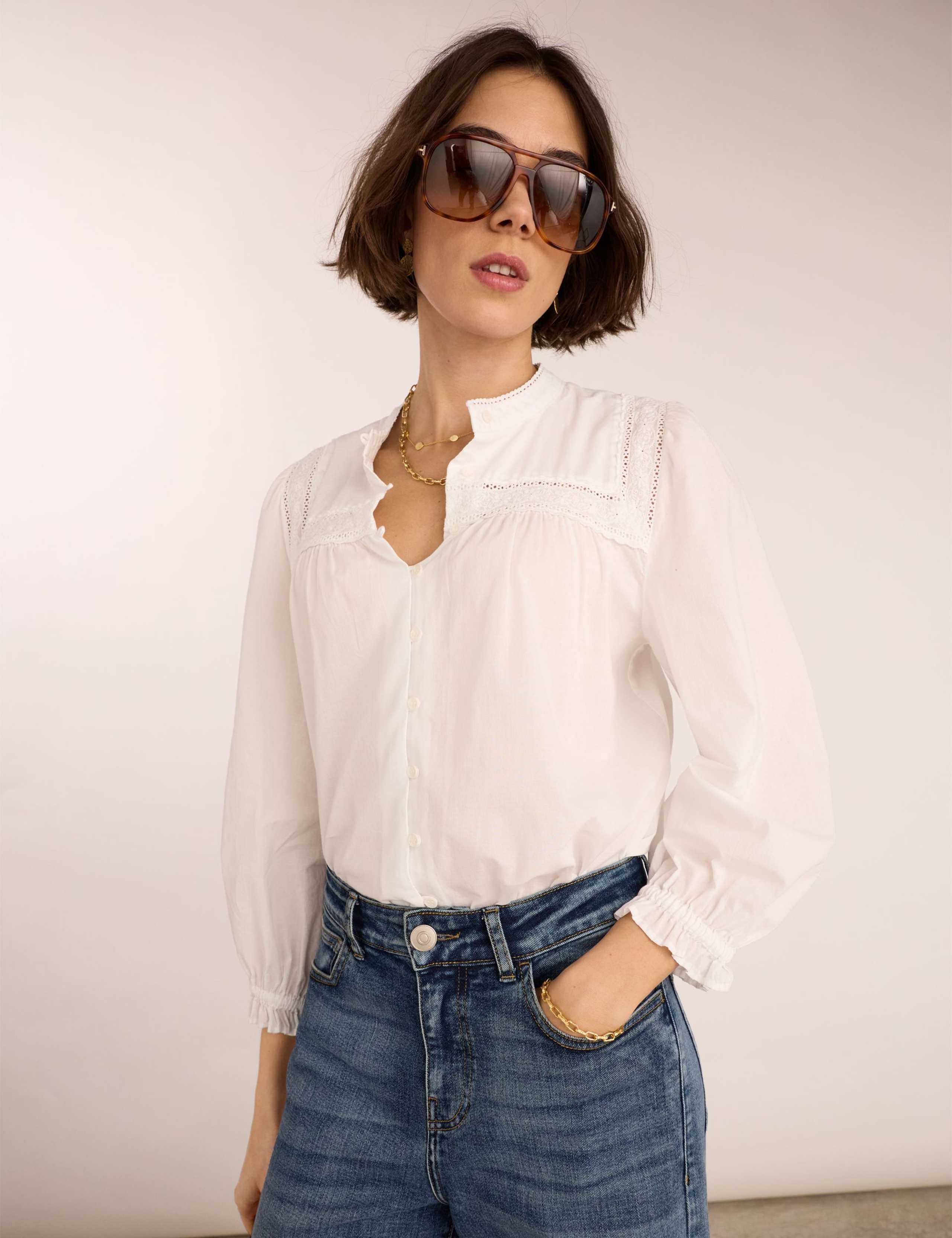 Pure Cotton Broderie Blouse