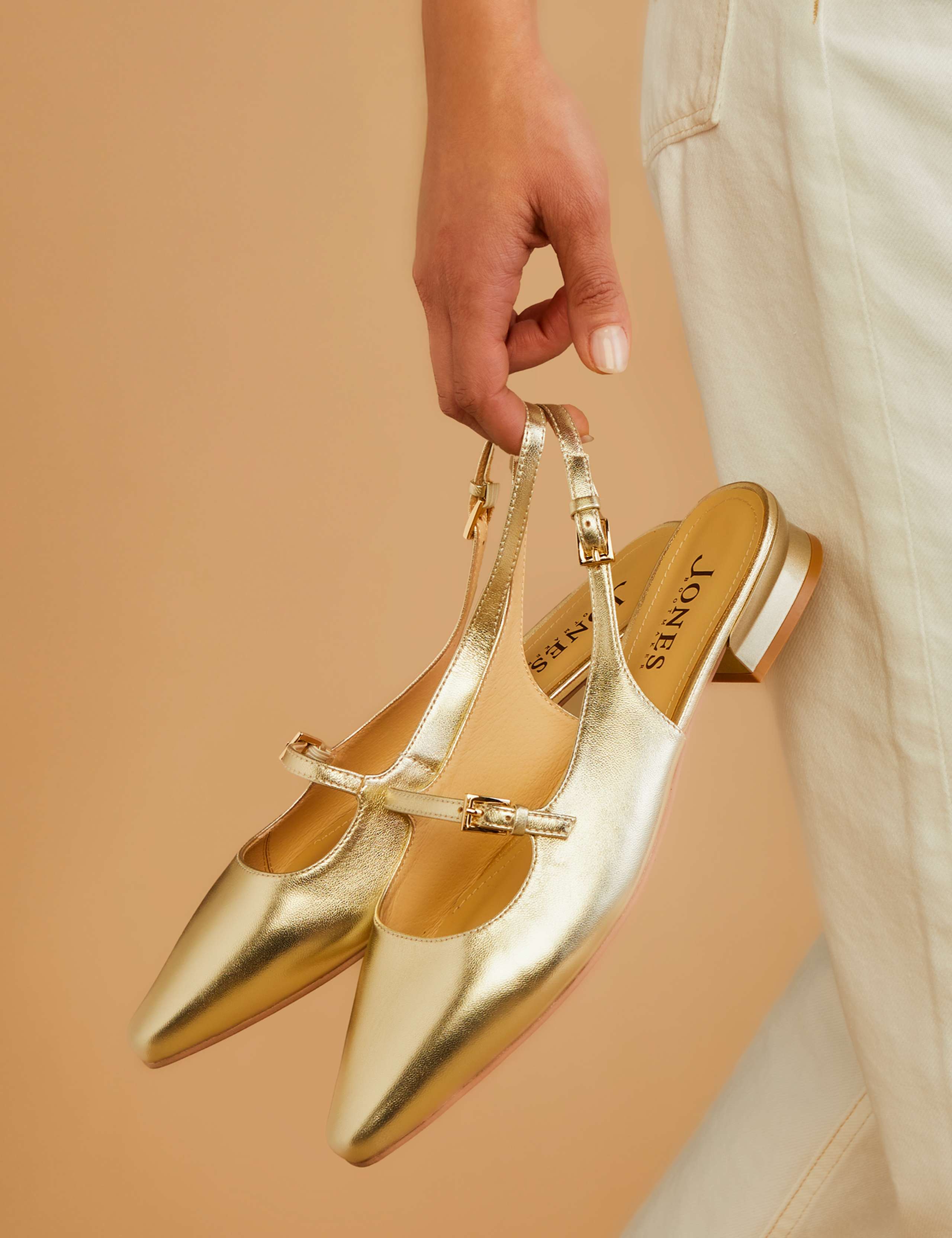 Leather Ankle Strap Flat Slingback Sandals