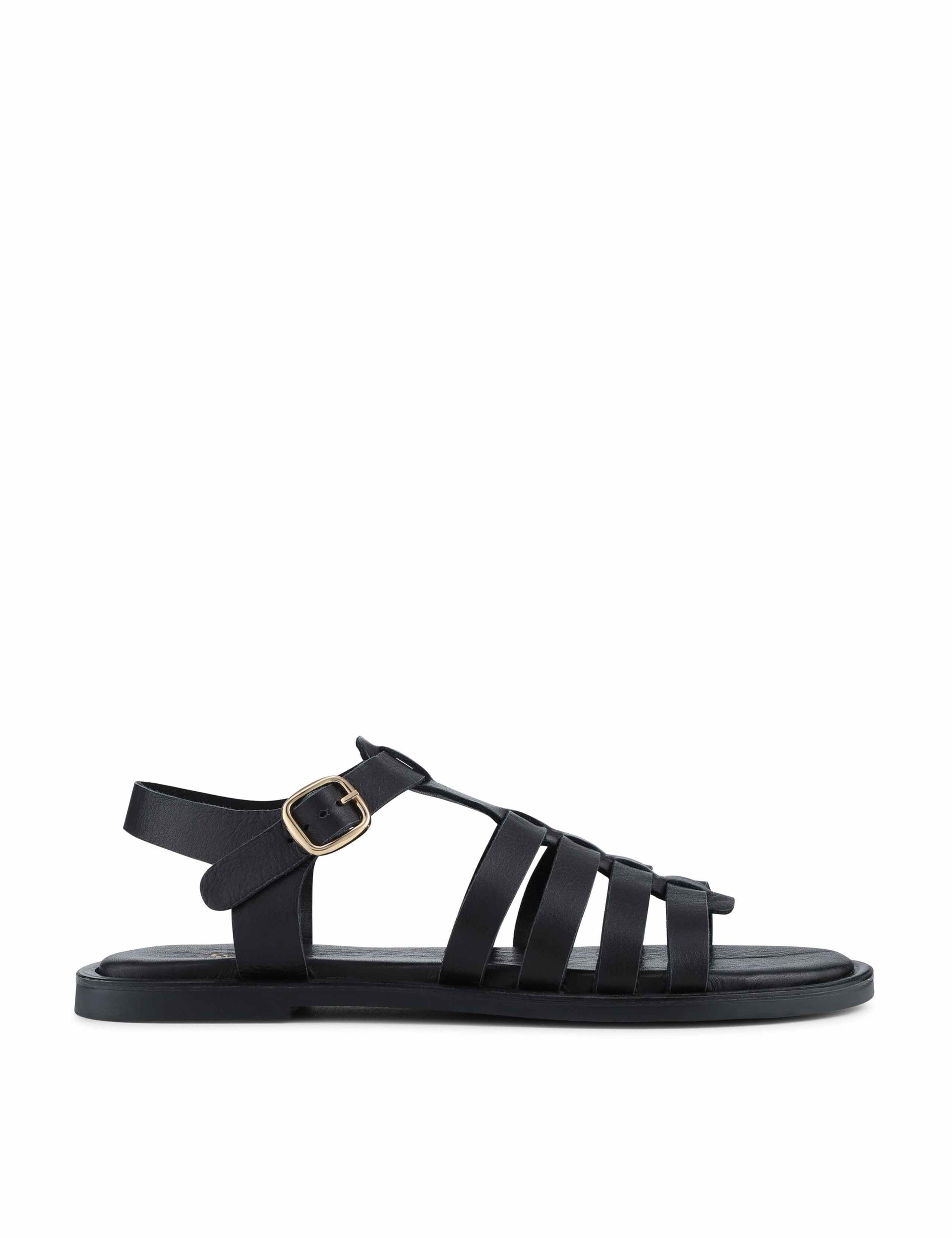 Leather Buckle Flat Gladiator Sandals