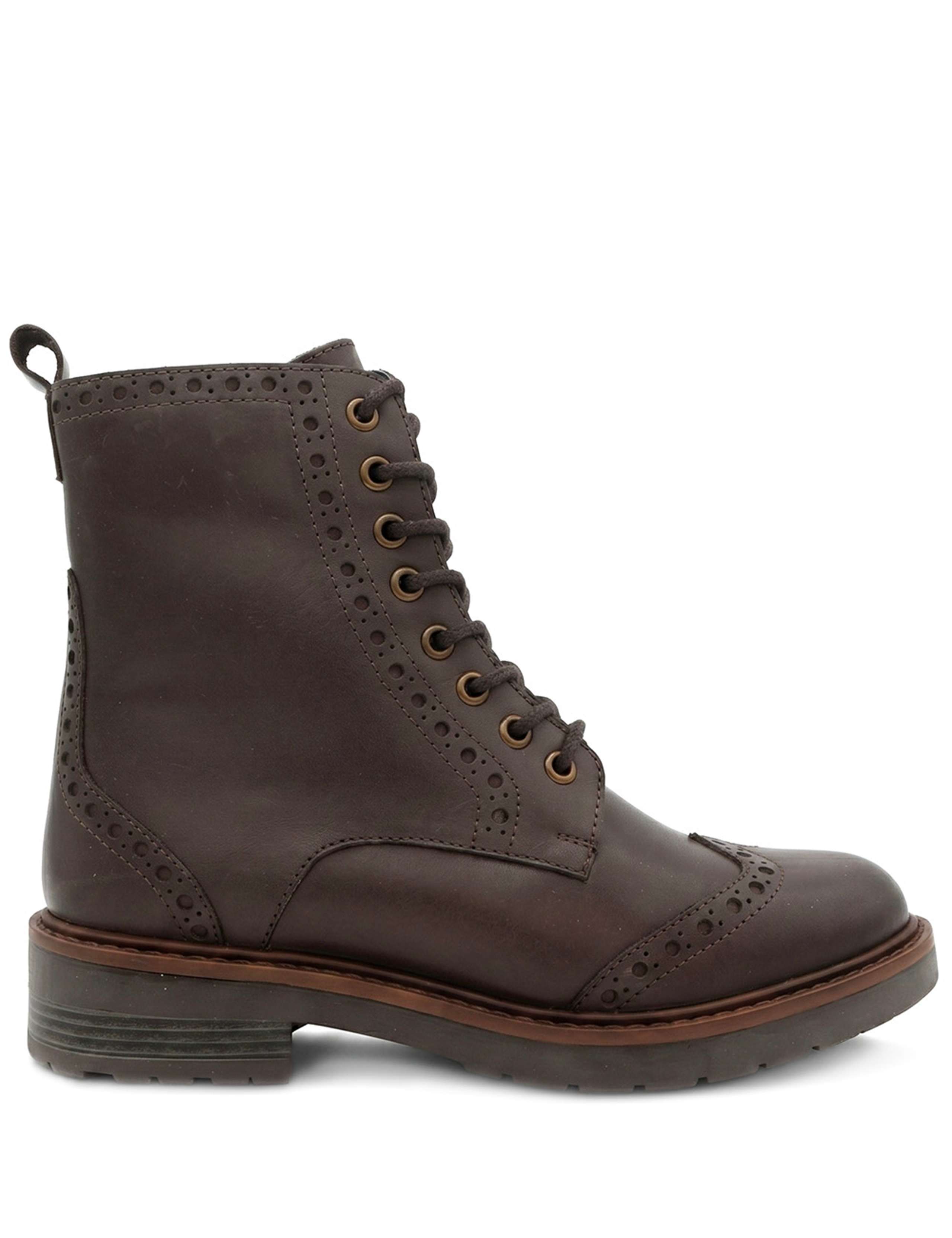 Leather Brogue Detail Ankle Boots