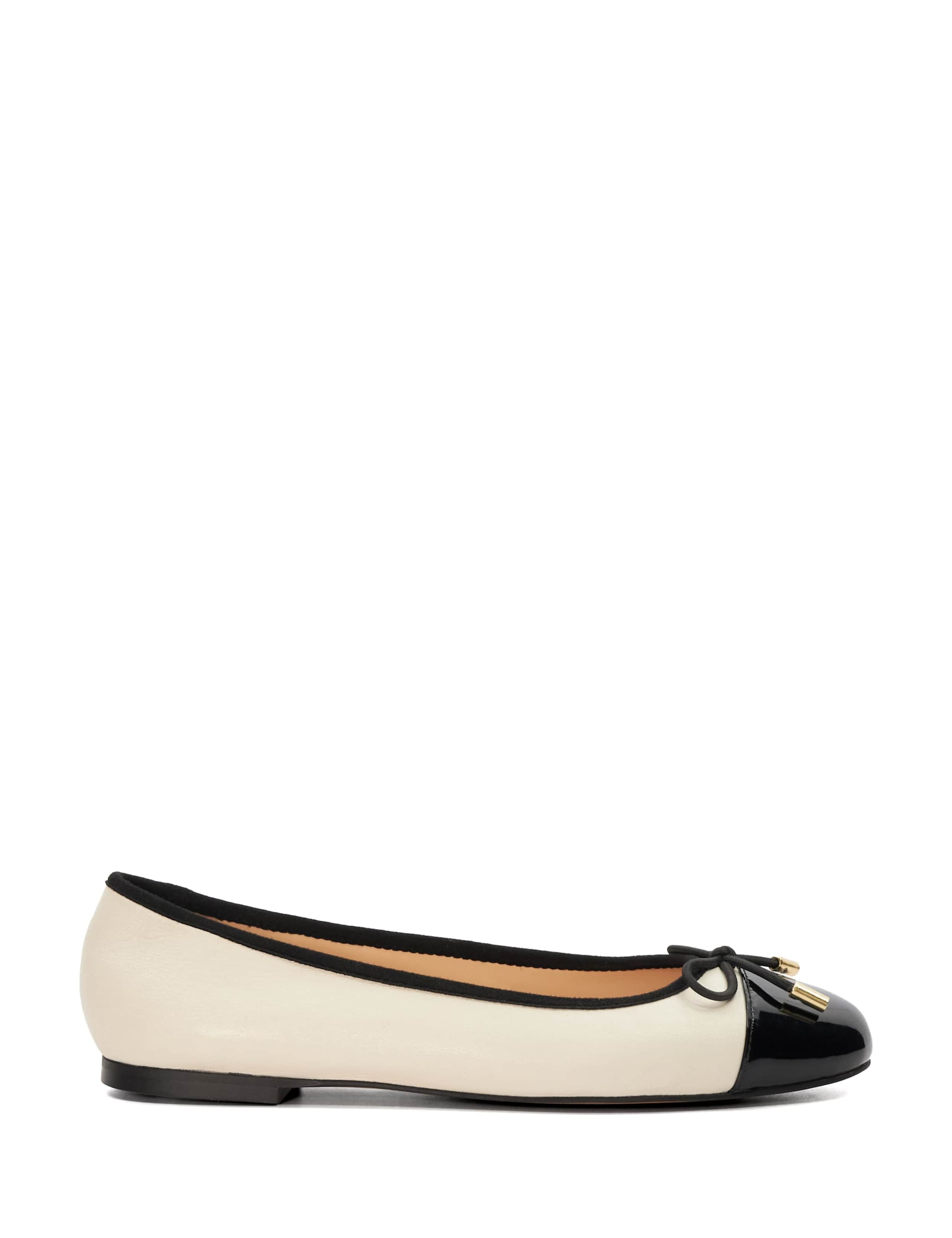 Leather Bow Slip On Flat Ballet Pumps