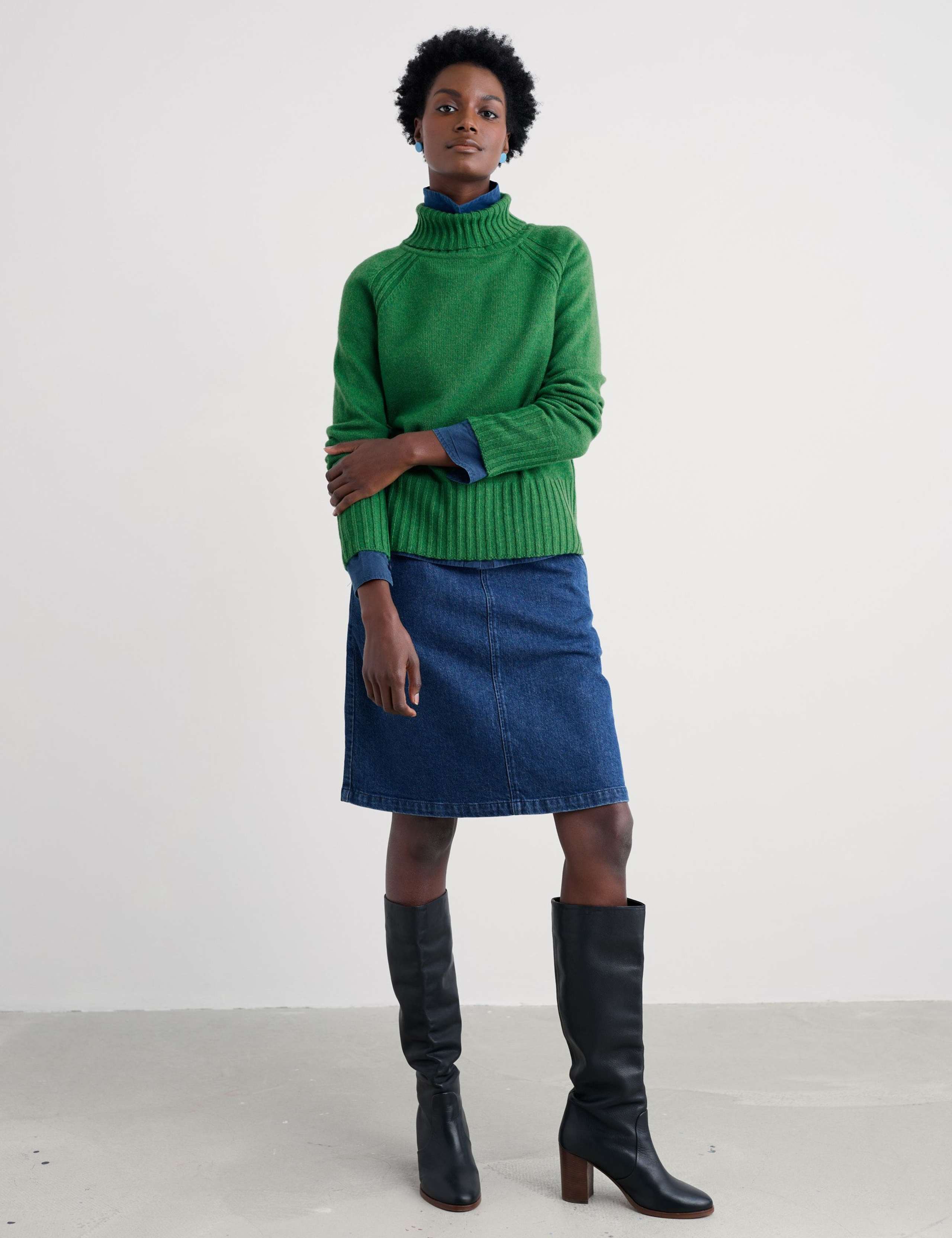 Denim A-Line Mini Skirt