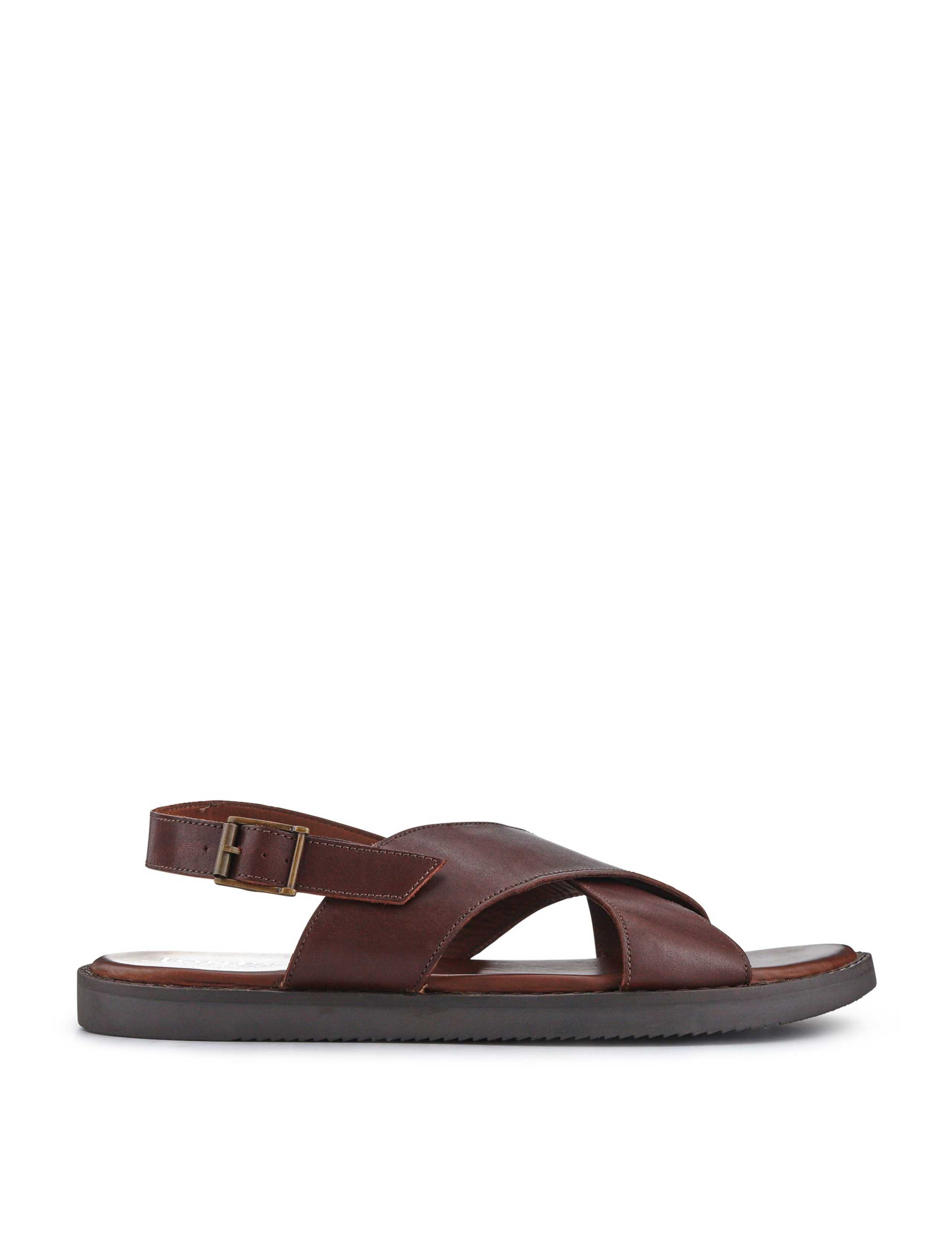 Leather Crossover Strap Sandals