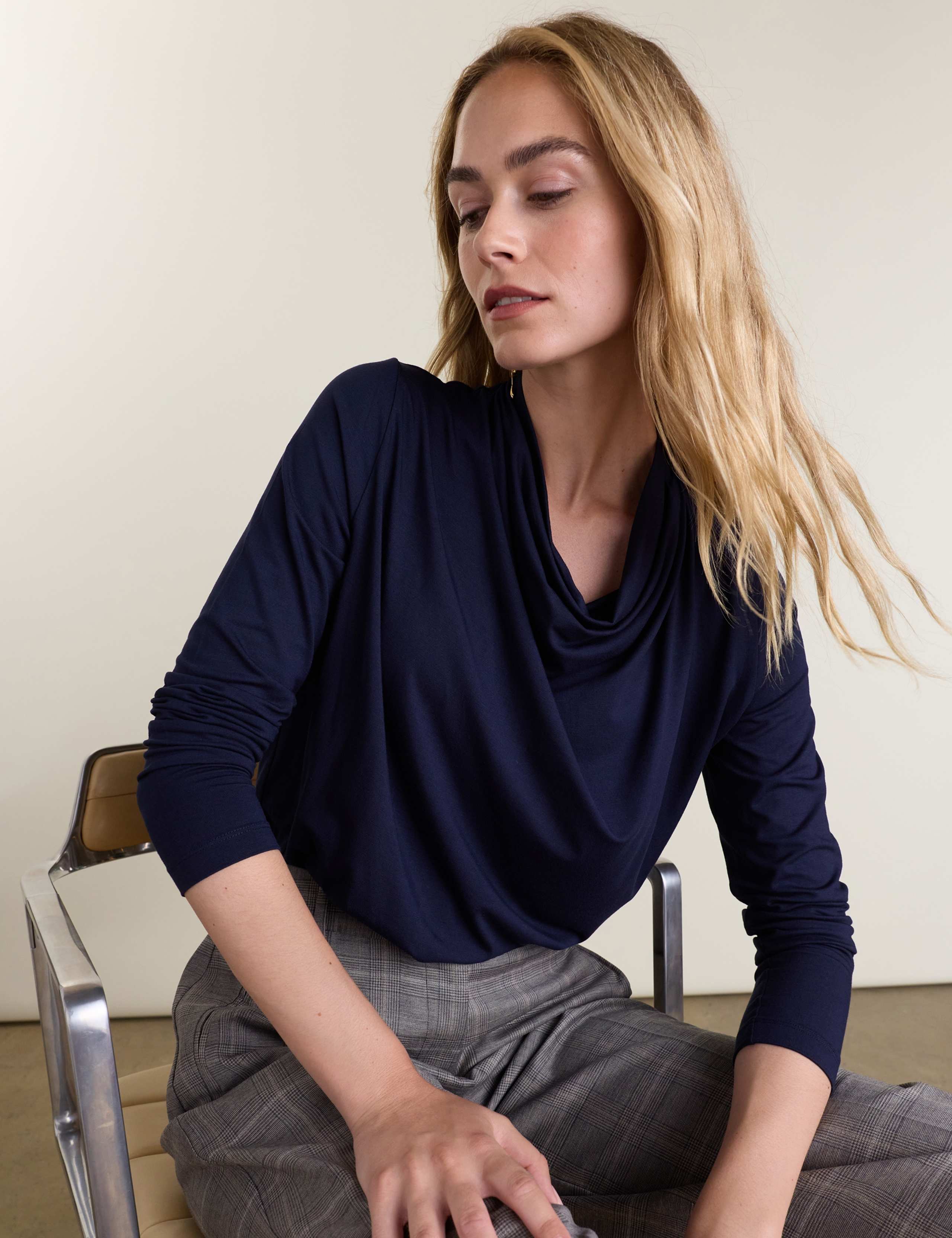 Draped Crew Neck Top