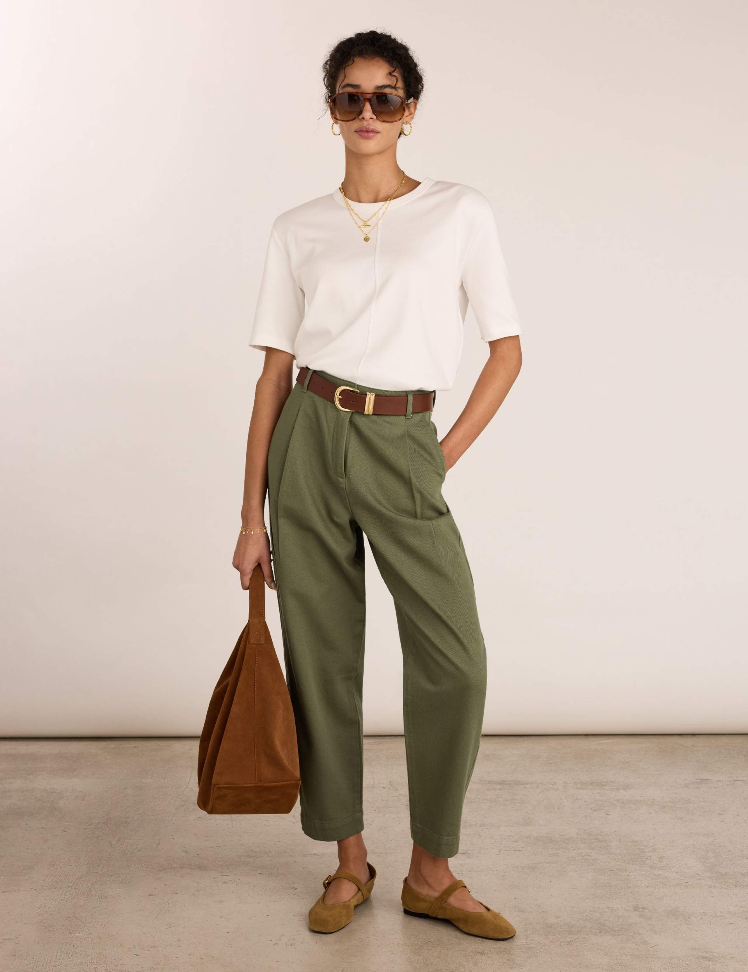 Pure Cotton Tapered Ankle Grazer Chinos