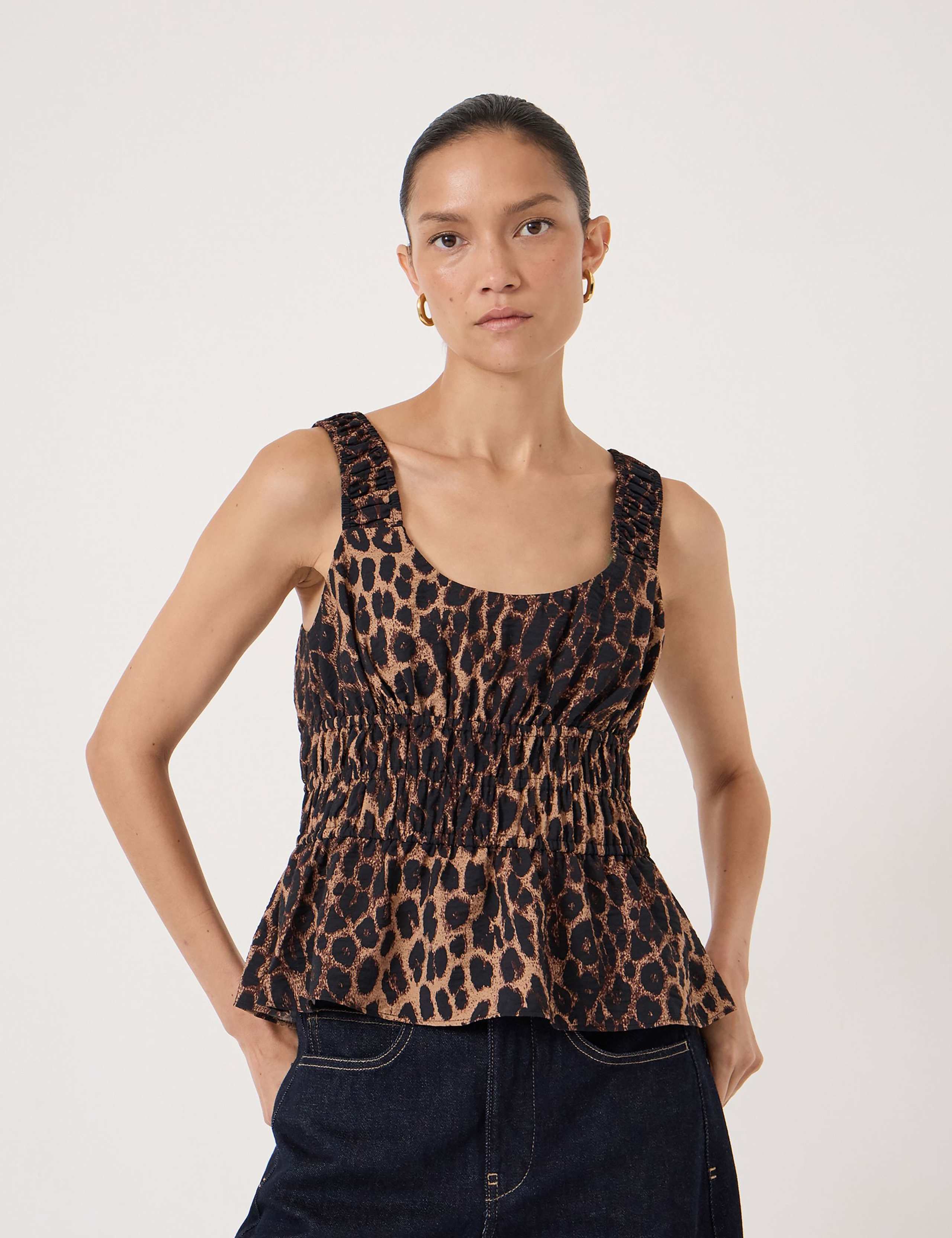 Animal Print Square Neck Top
