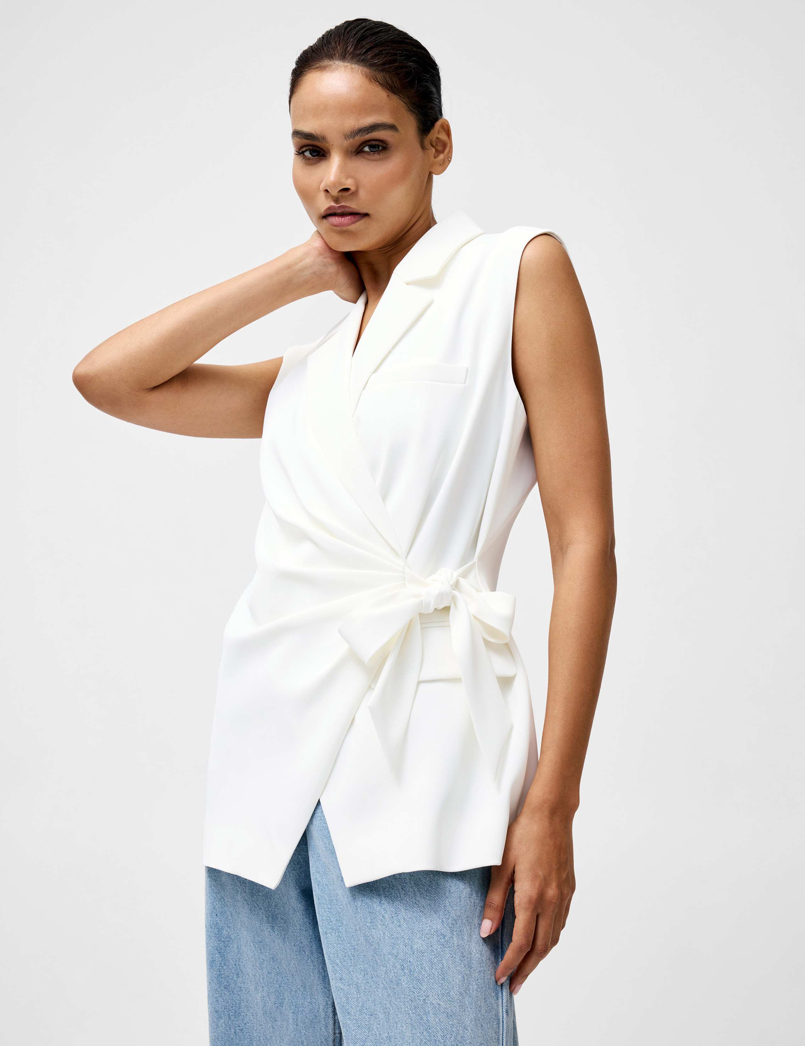 Collared Wrap Front Tailored Waistcoat