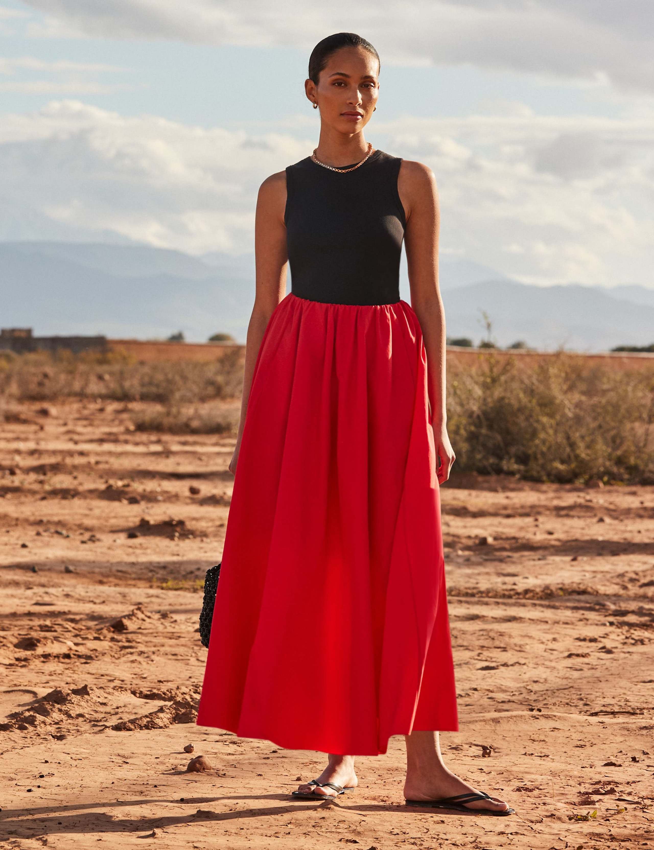 Pure Cotton Poplin Midaxi A-Line Skirt