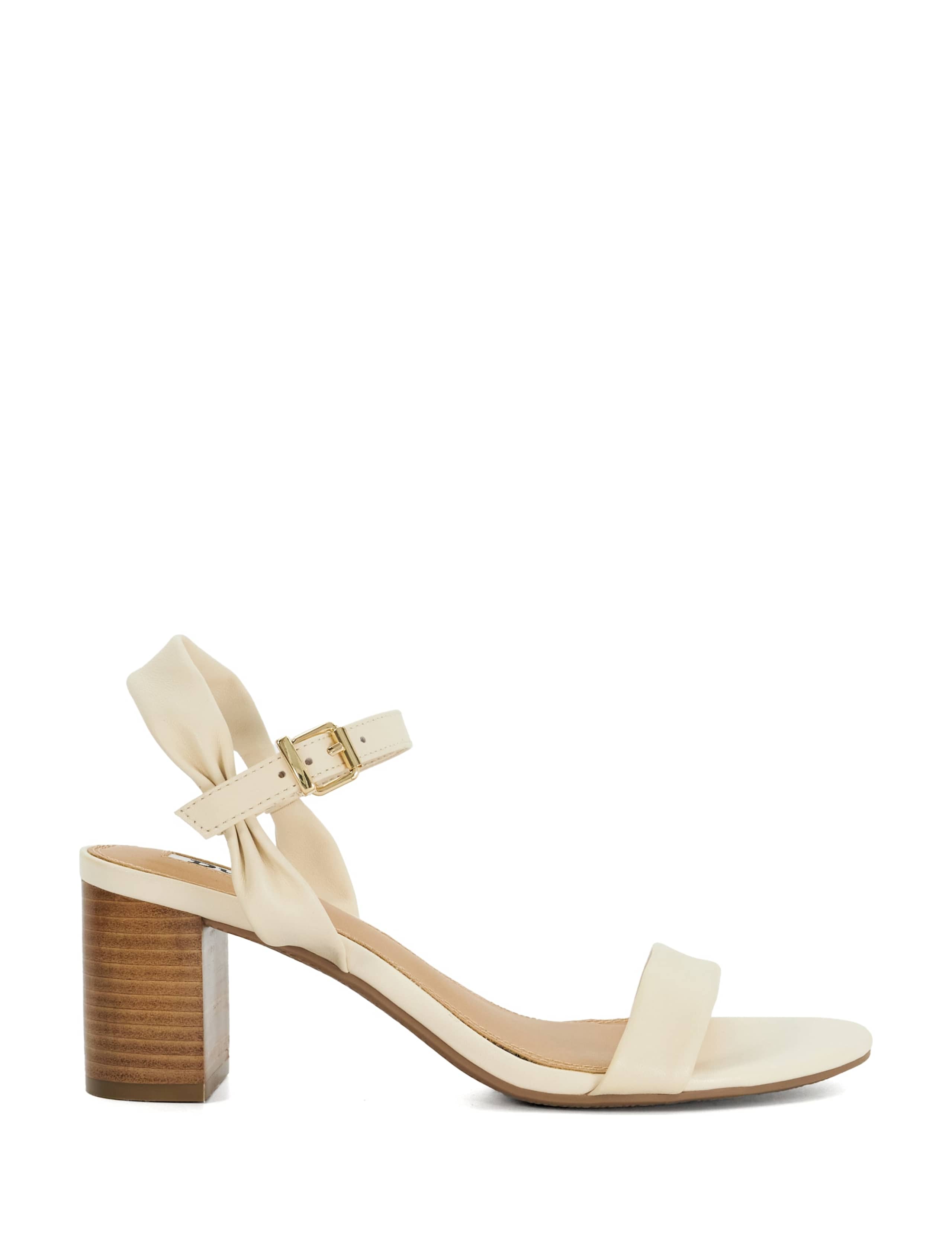 Leather Ankle Strap Block Heel Sandals