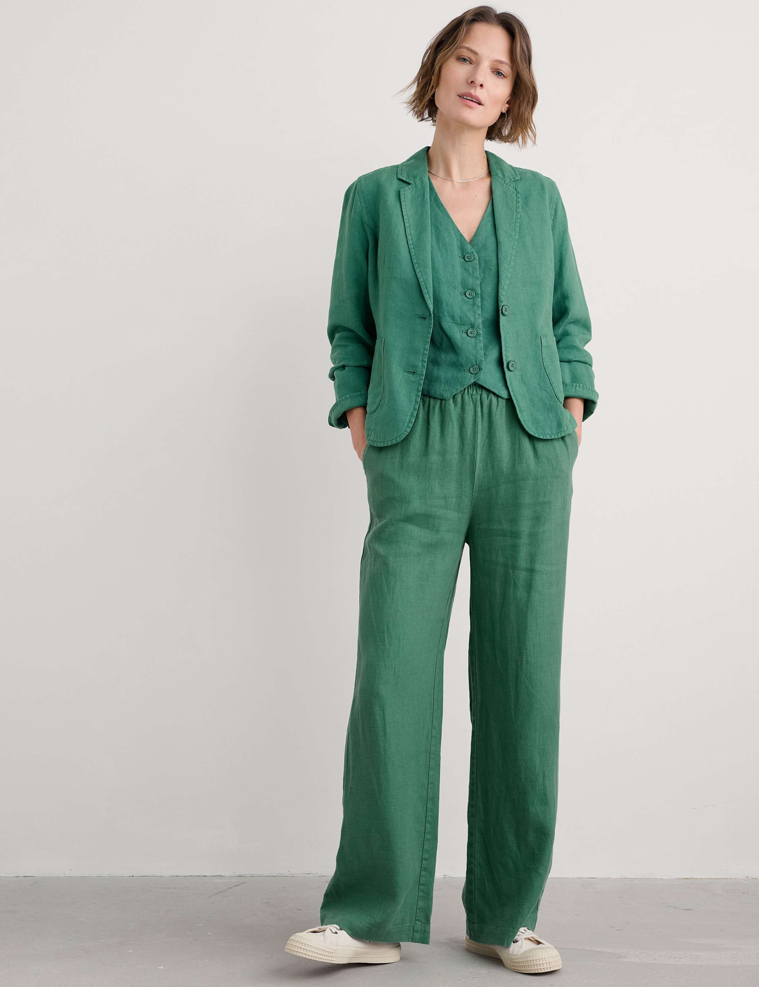 Pure Linen Single Breasted Blazer
