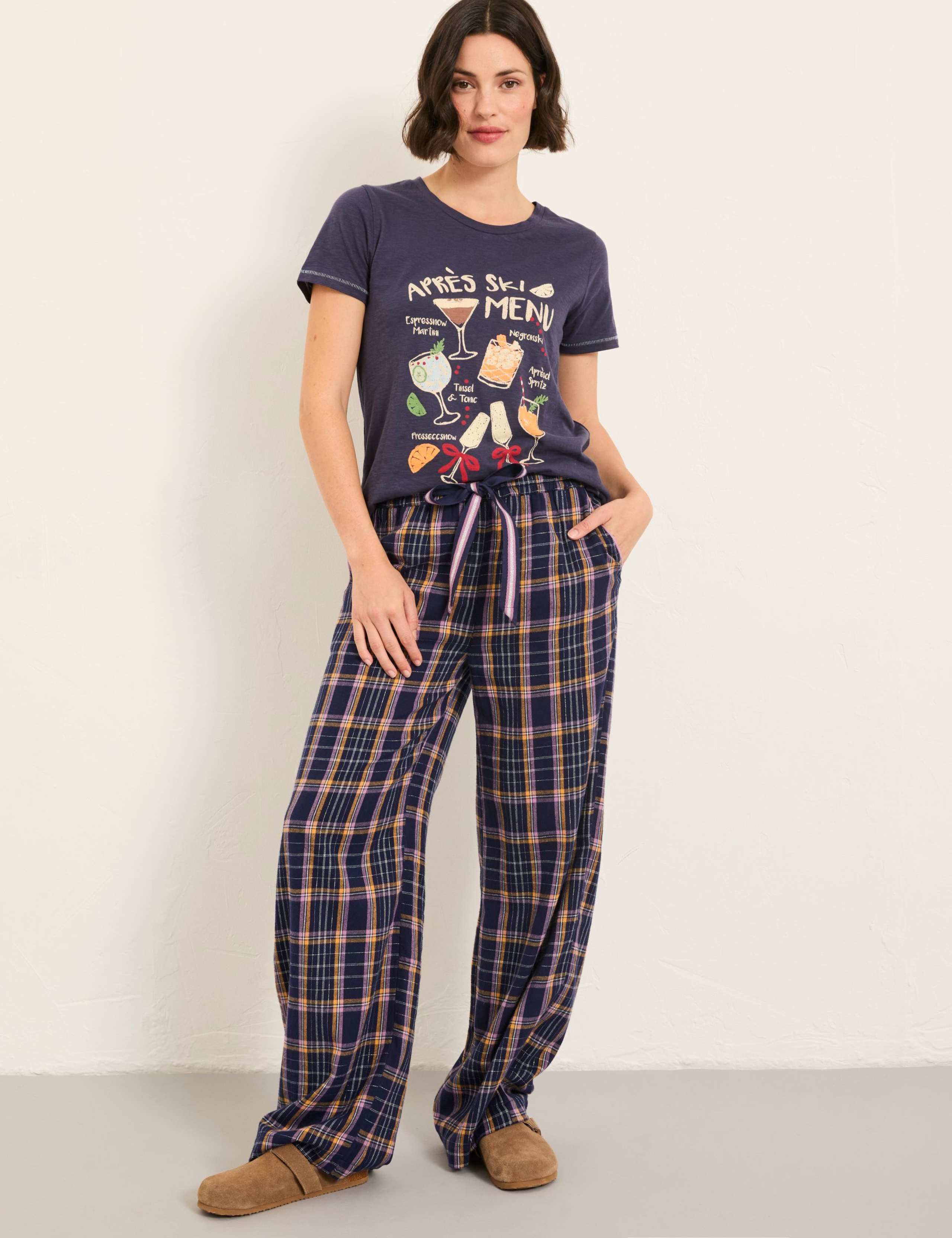 Pure Cotton Metallic Checked Pyjama Bottoms