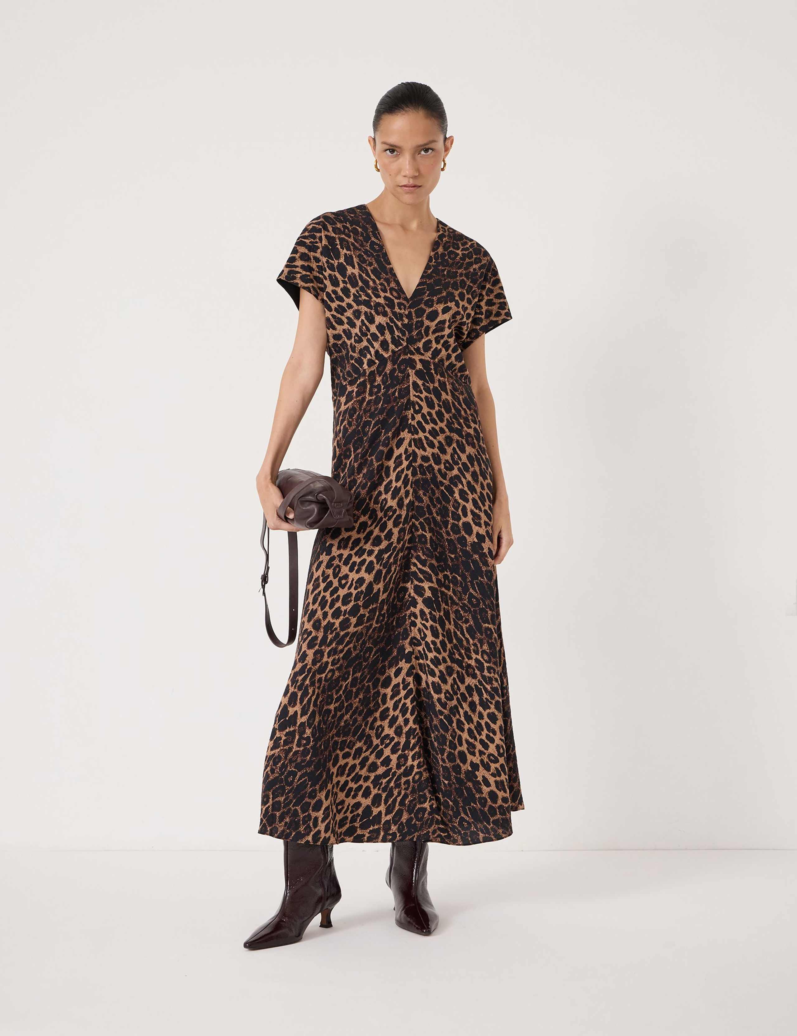 Animal Print V-Neck Maxi Tea Dress