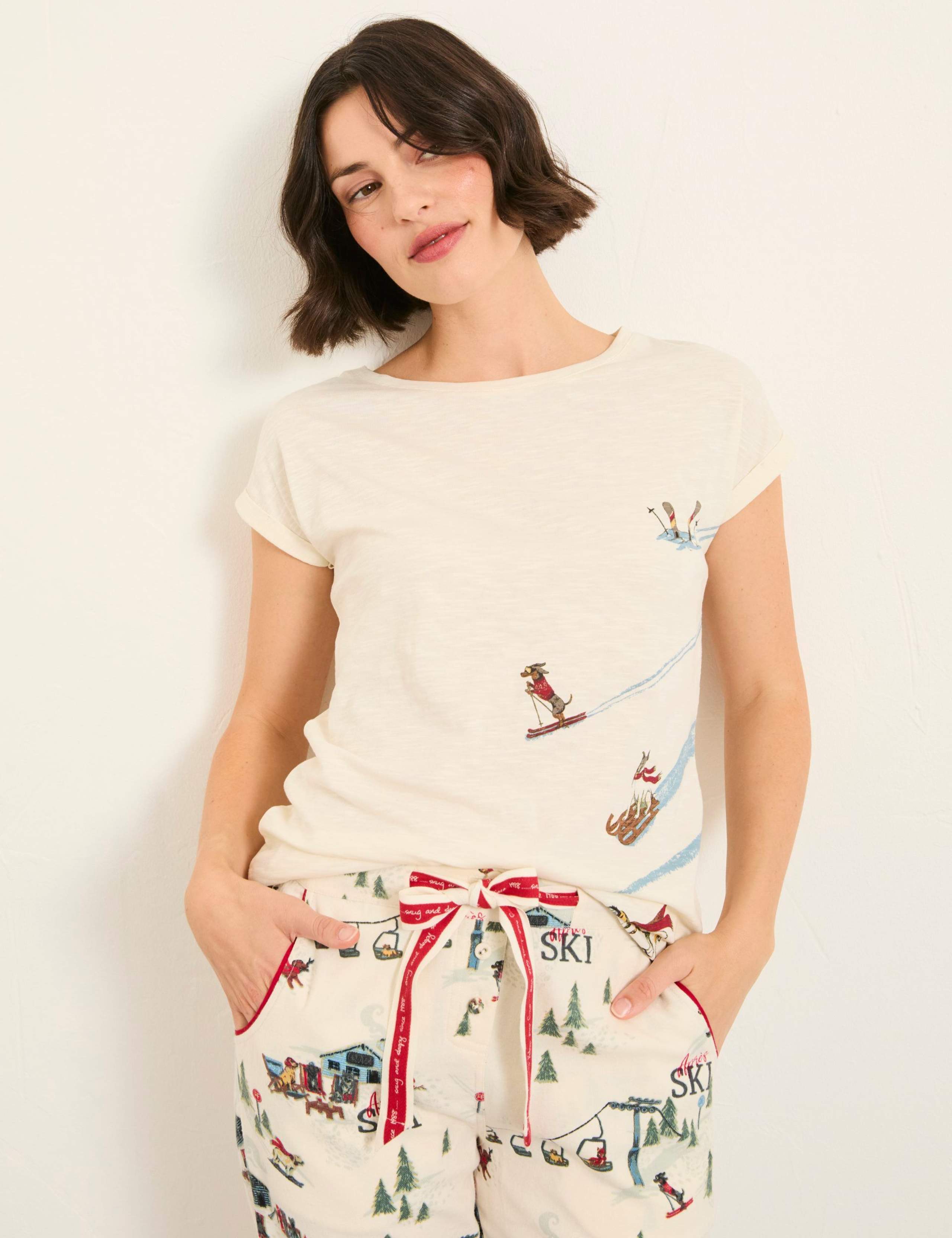 Pure Cotton Skiing Dogs Pyjama Top