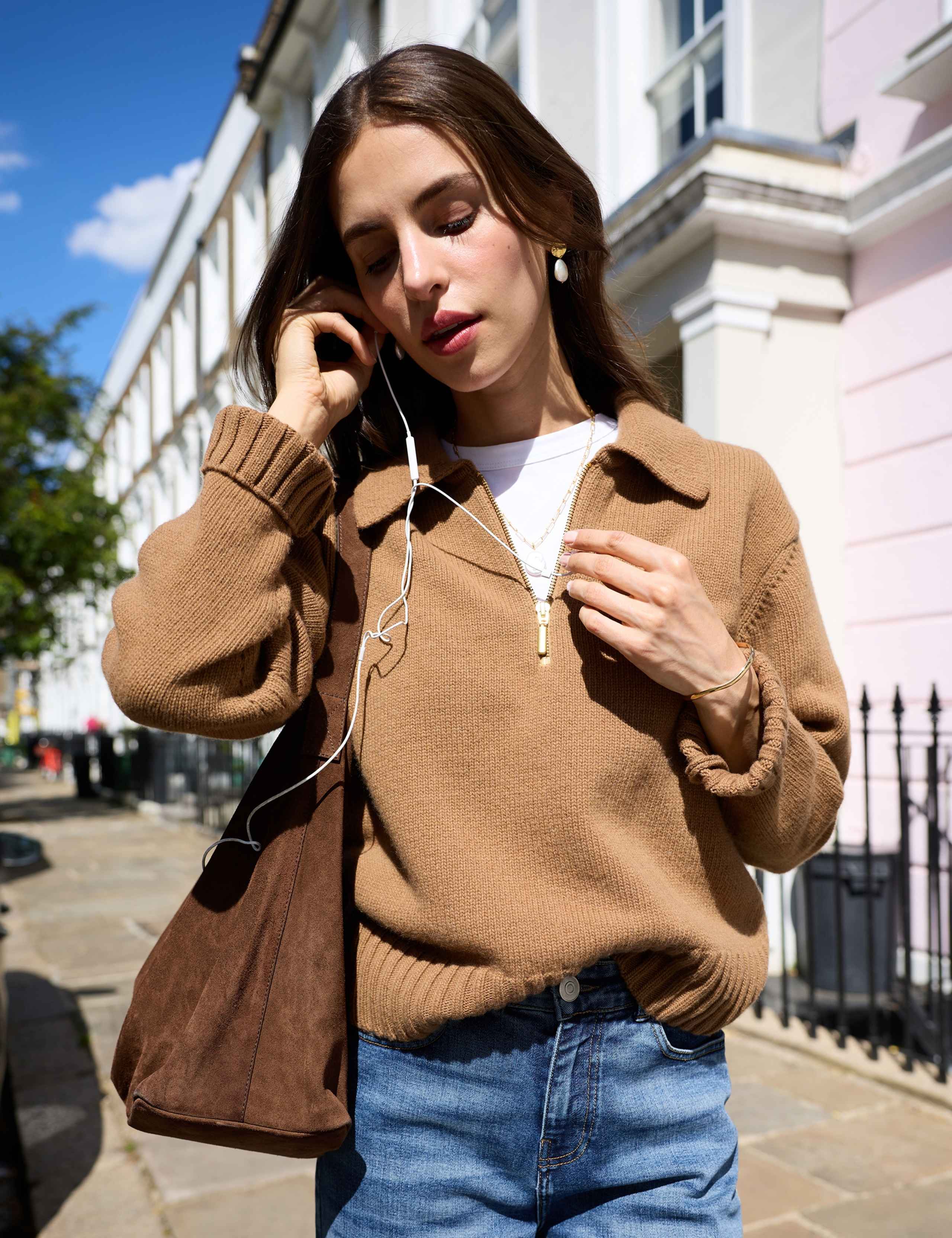 Wool Rich Quarter Zip Relaxed Jumper