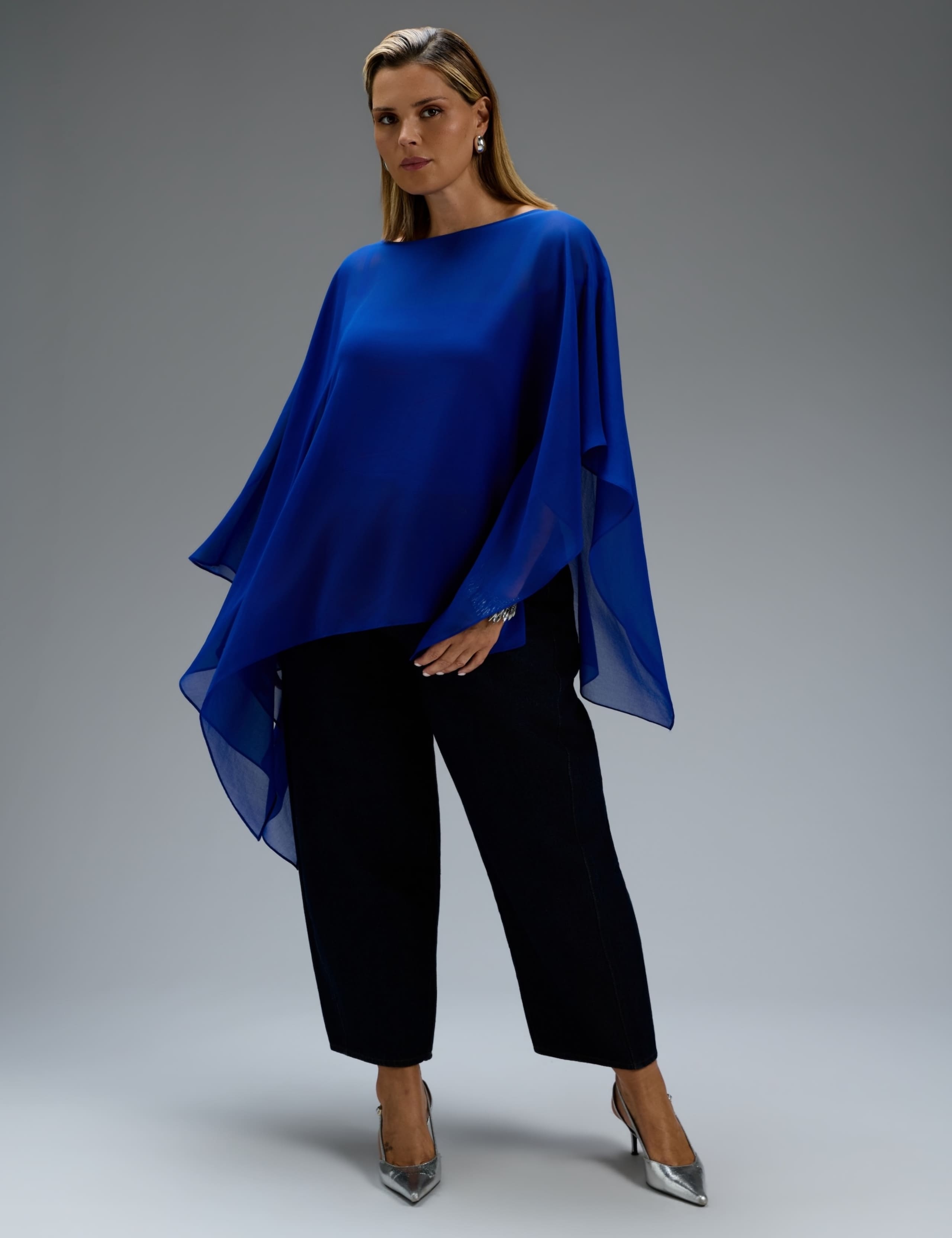 Asymmetric Slash Neck Cape Top