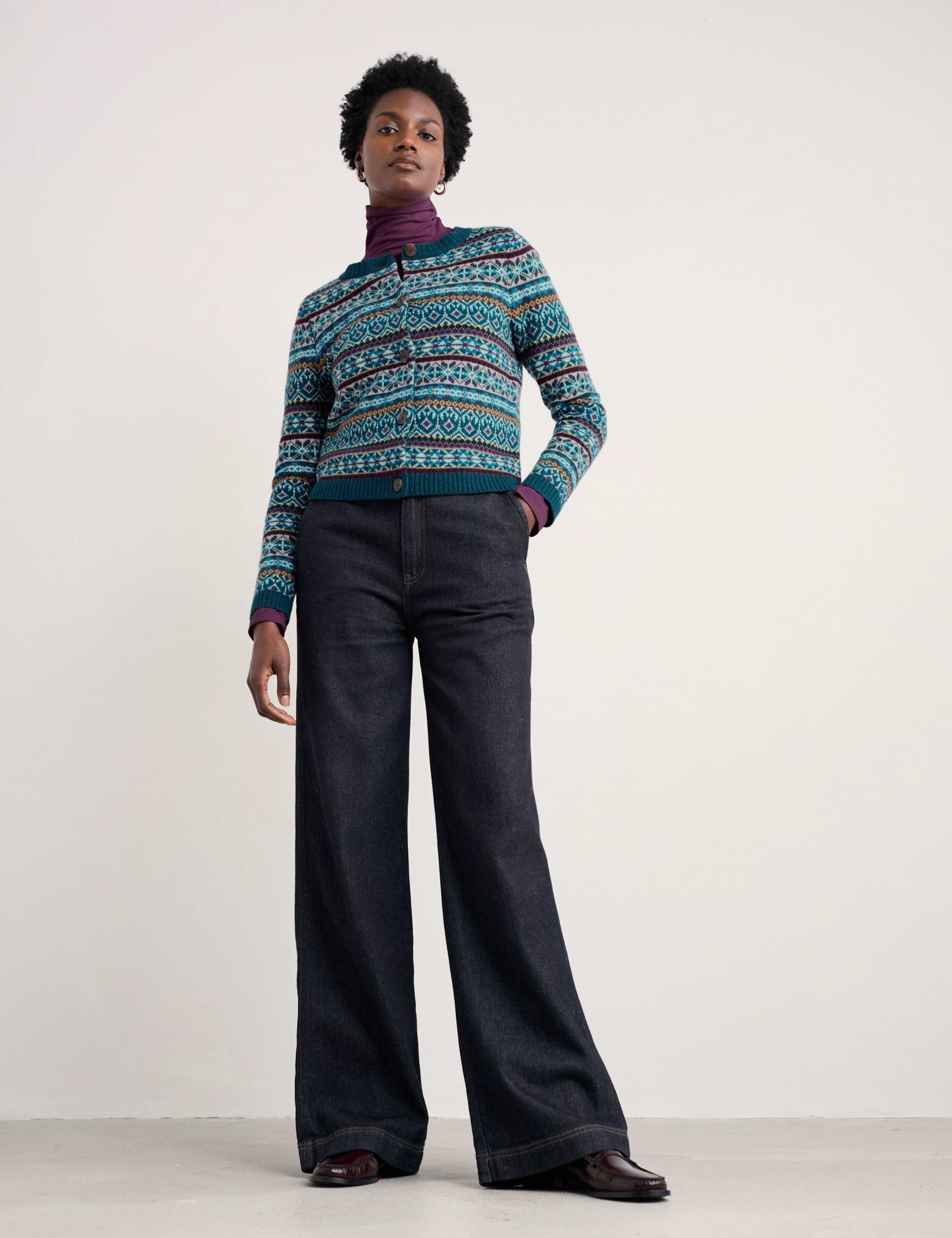 Merino Wool Rich Floral Fair Isle Cardigan