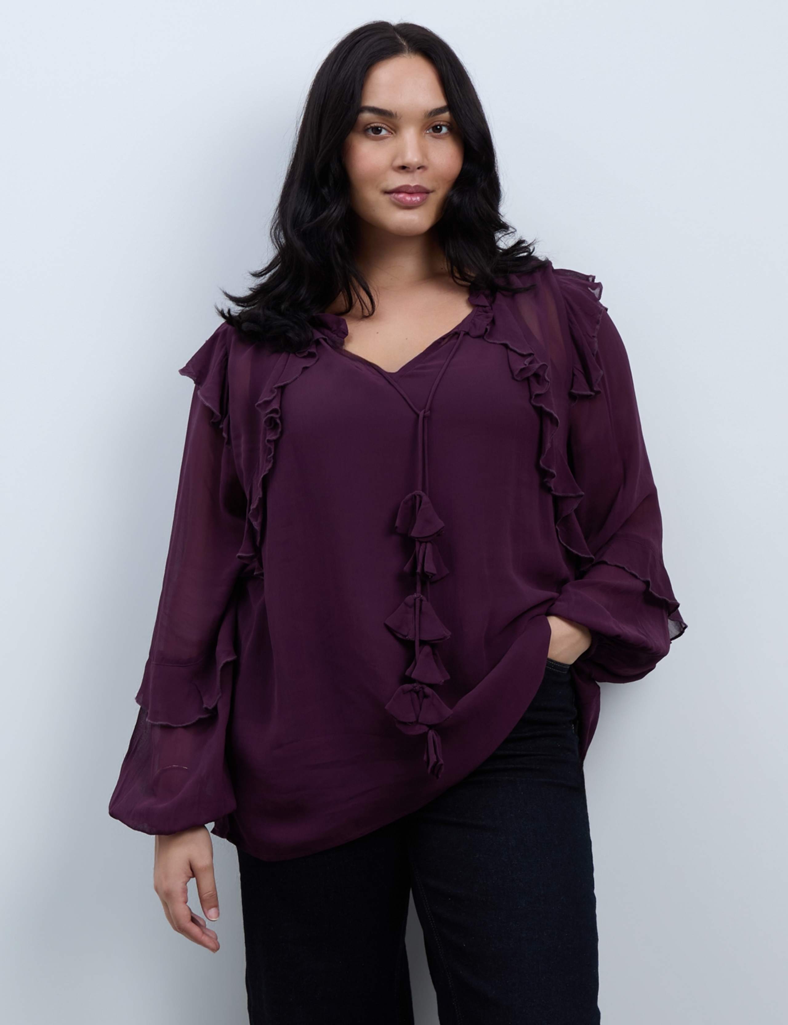 Curve Notch Neck Blouse