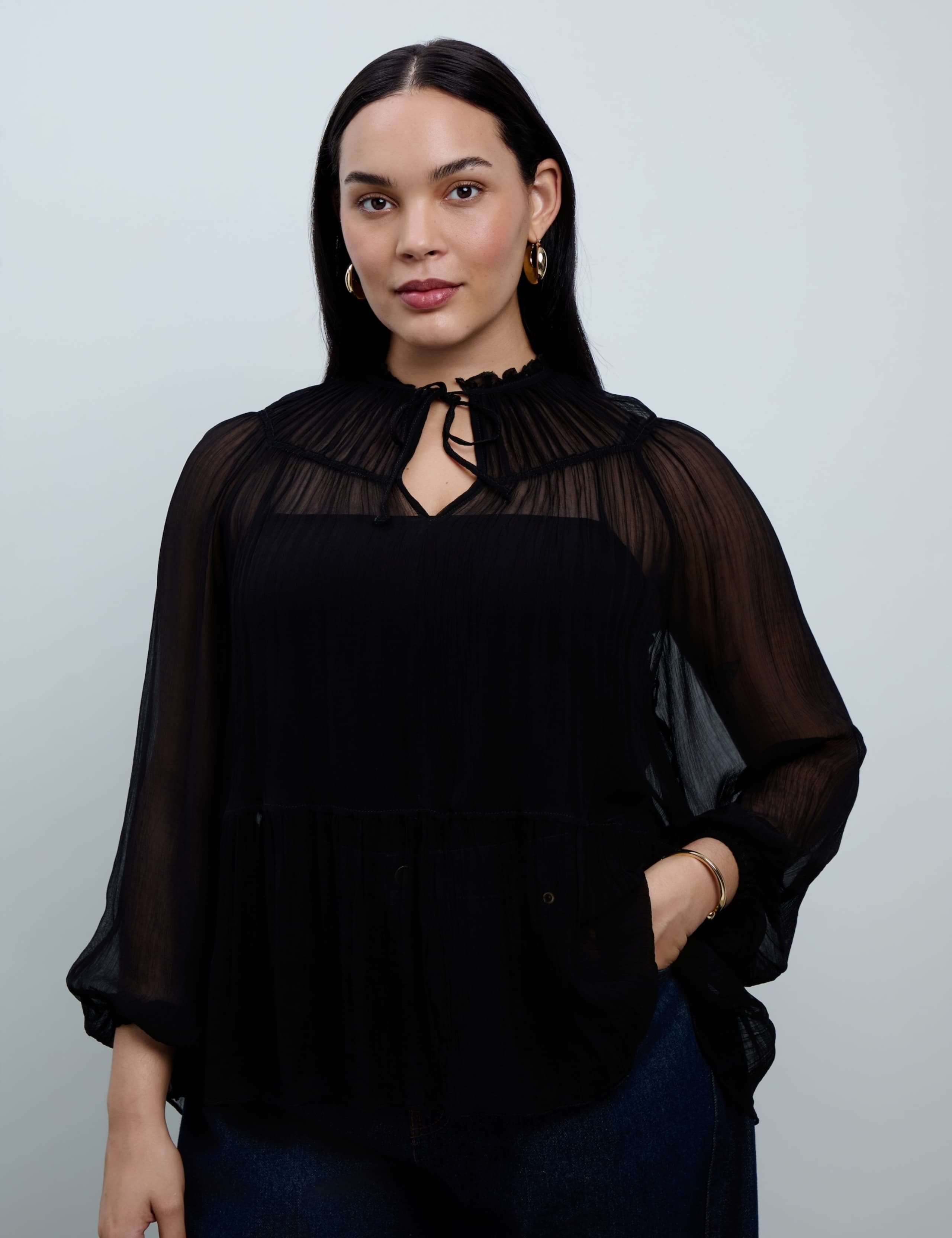 Curve Notch Neck Blouse