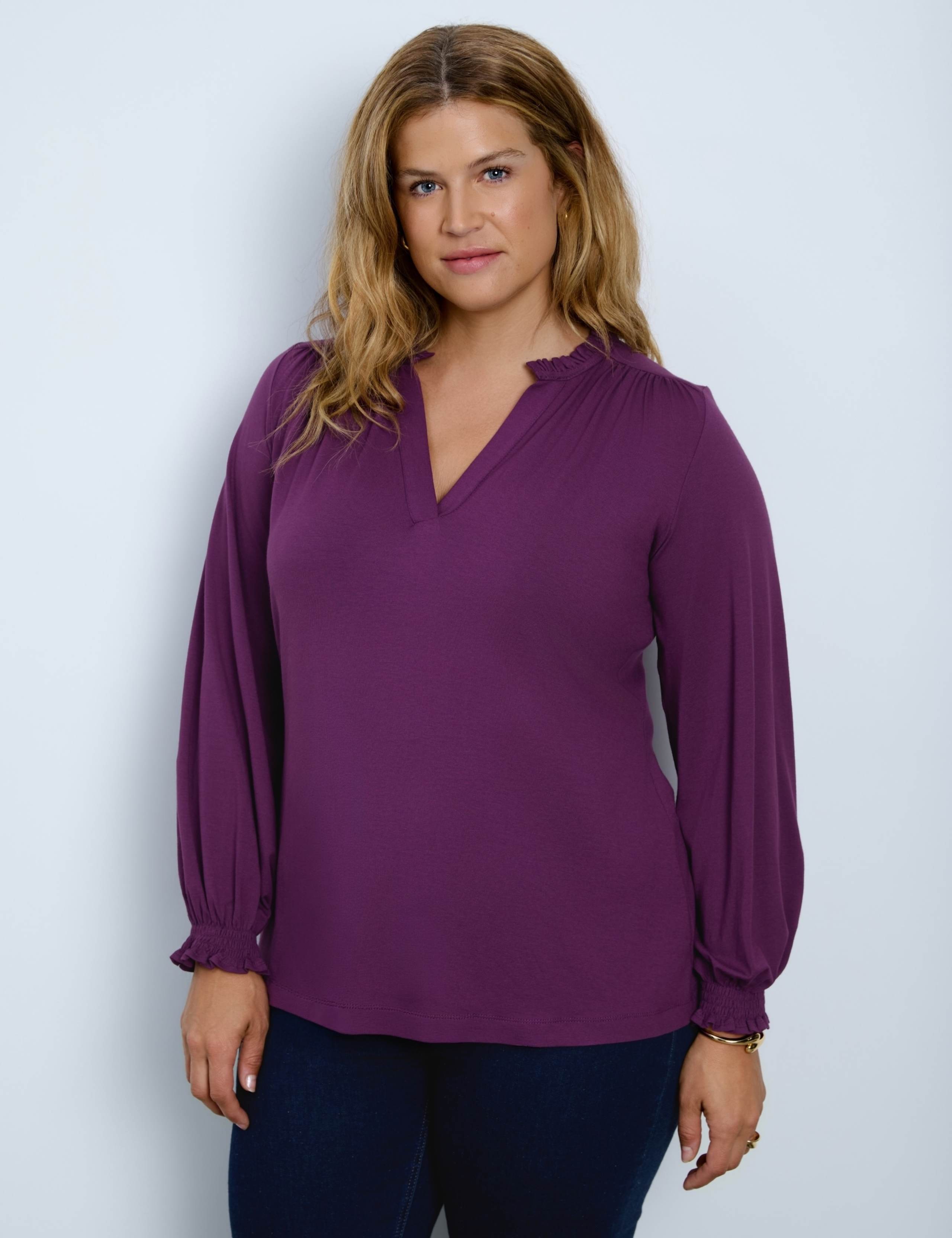 Gathered V Neck Blouse
