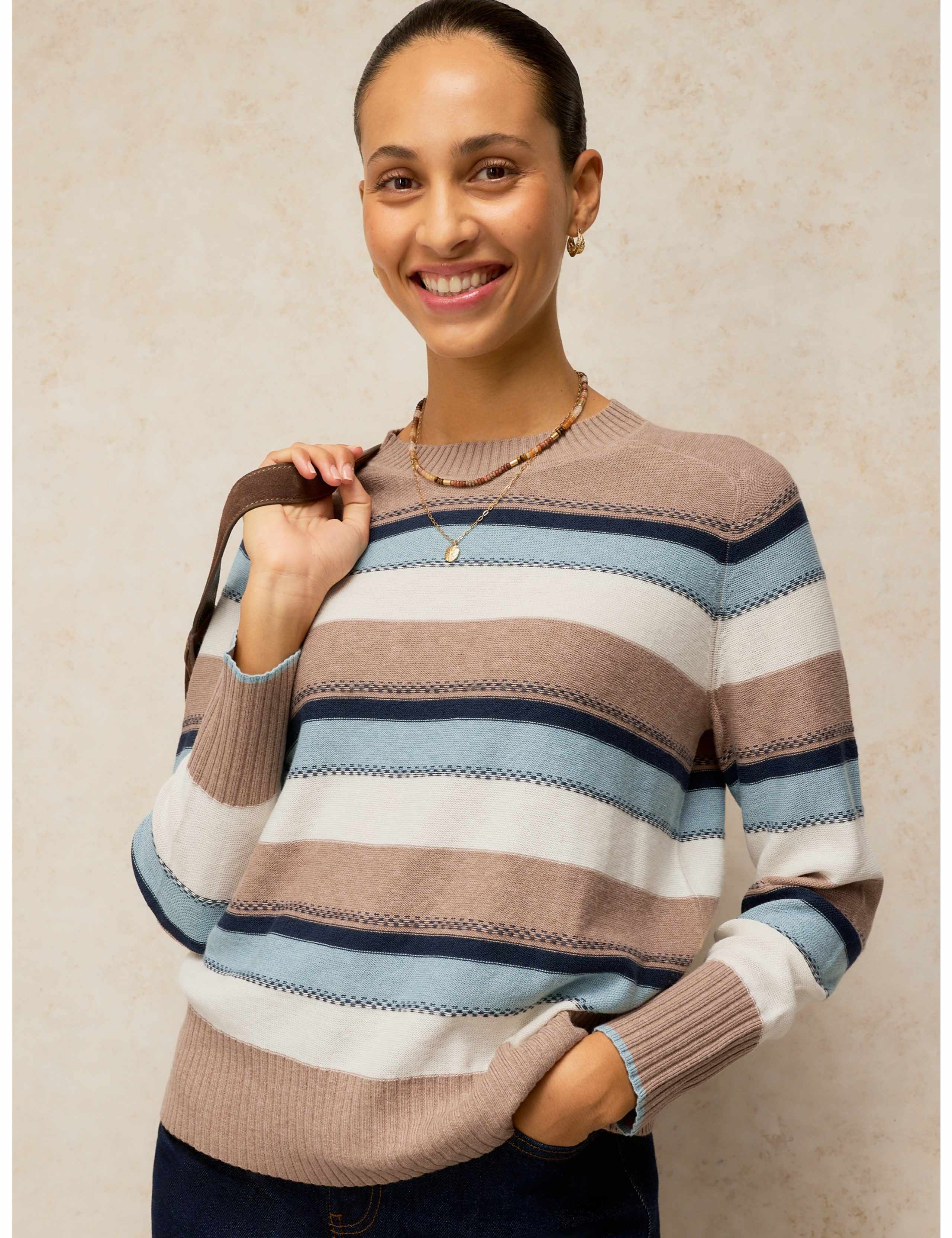 Sienna Cotton Rich Striped Stitch Detail Jumper