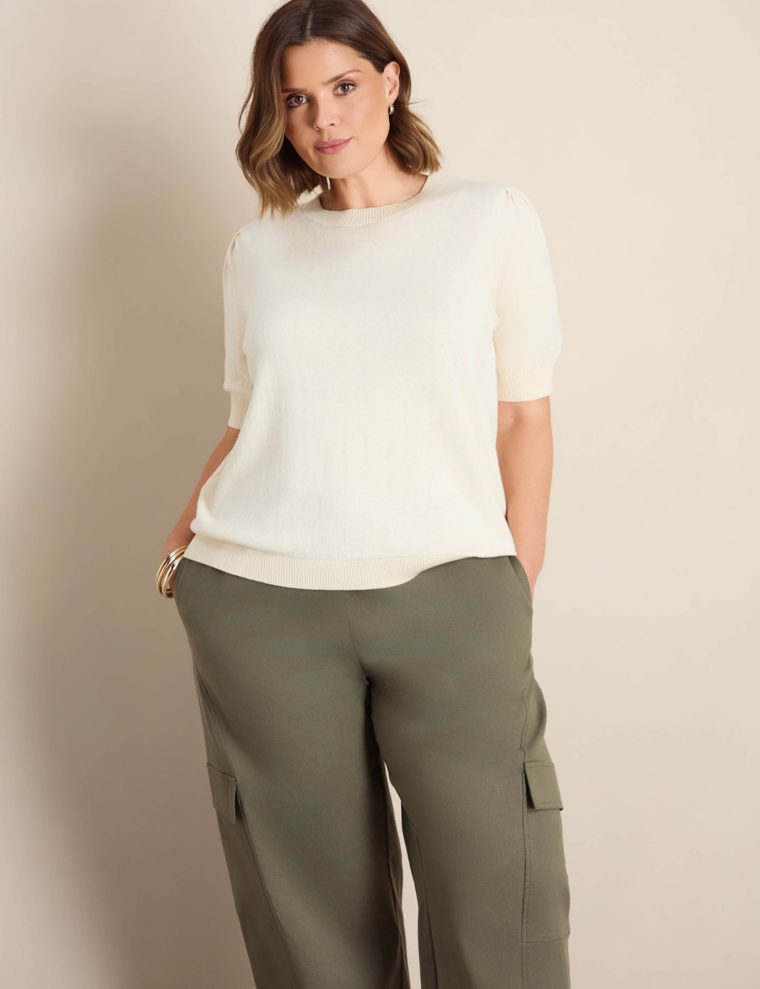 Cotton Rich Puff Sleeve Jumper with Wool
