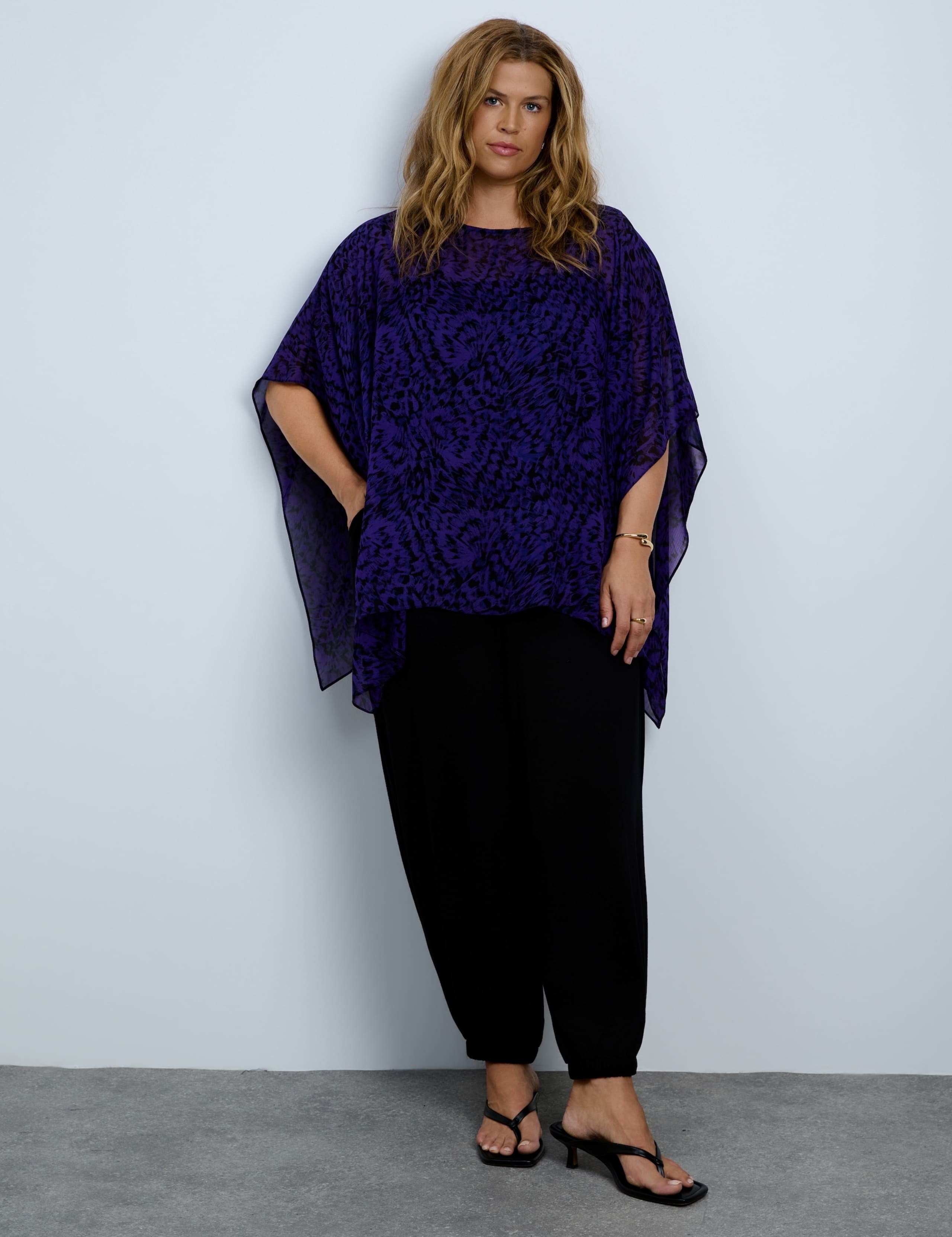 Printed Slash Neck Top