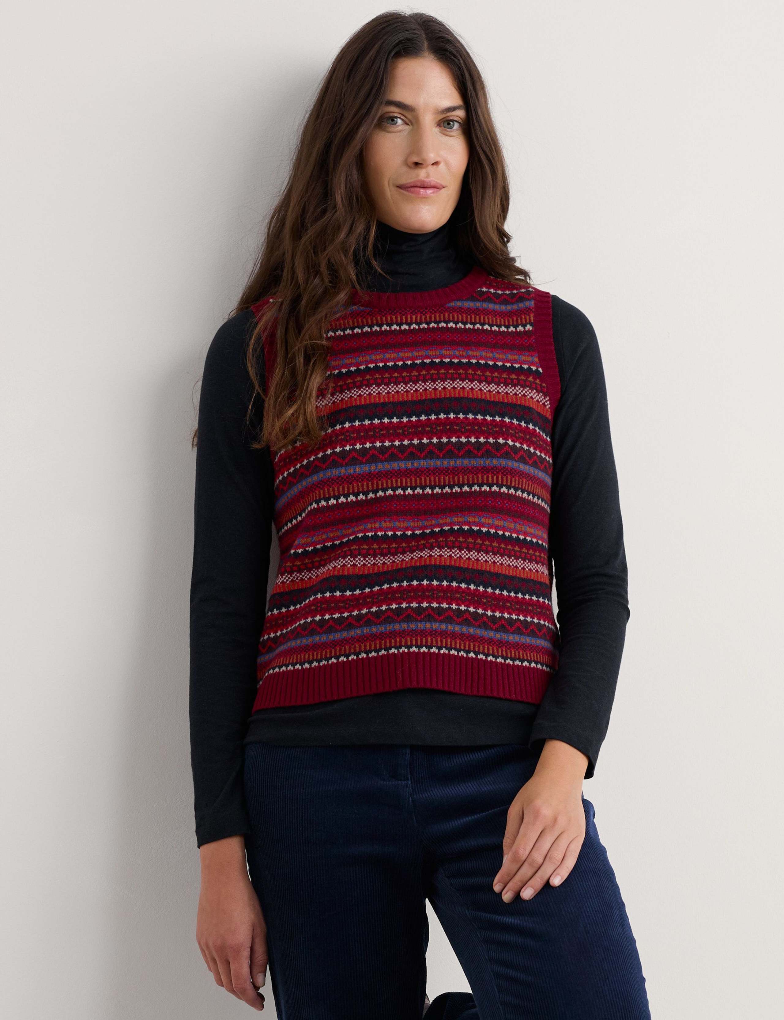 Merino Wool Rich Fair Isle Knitted Vest